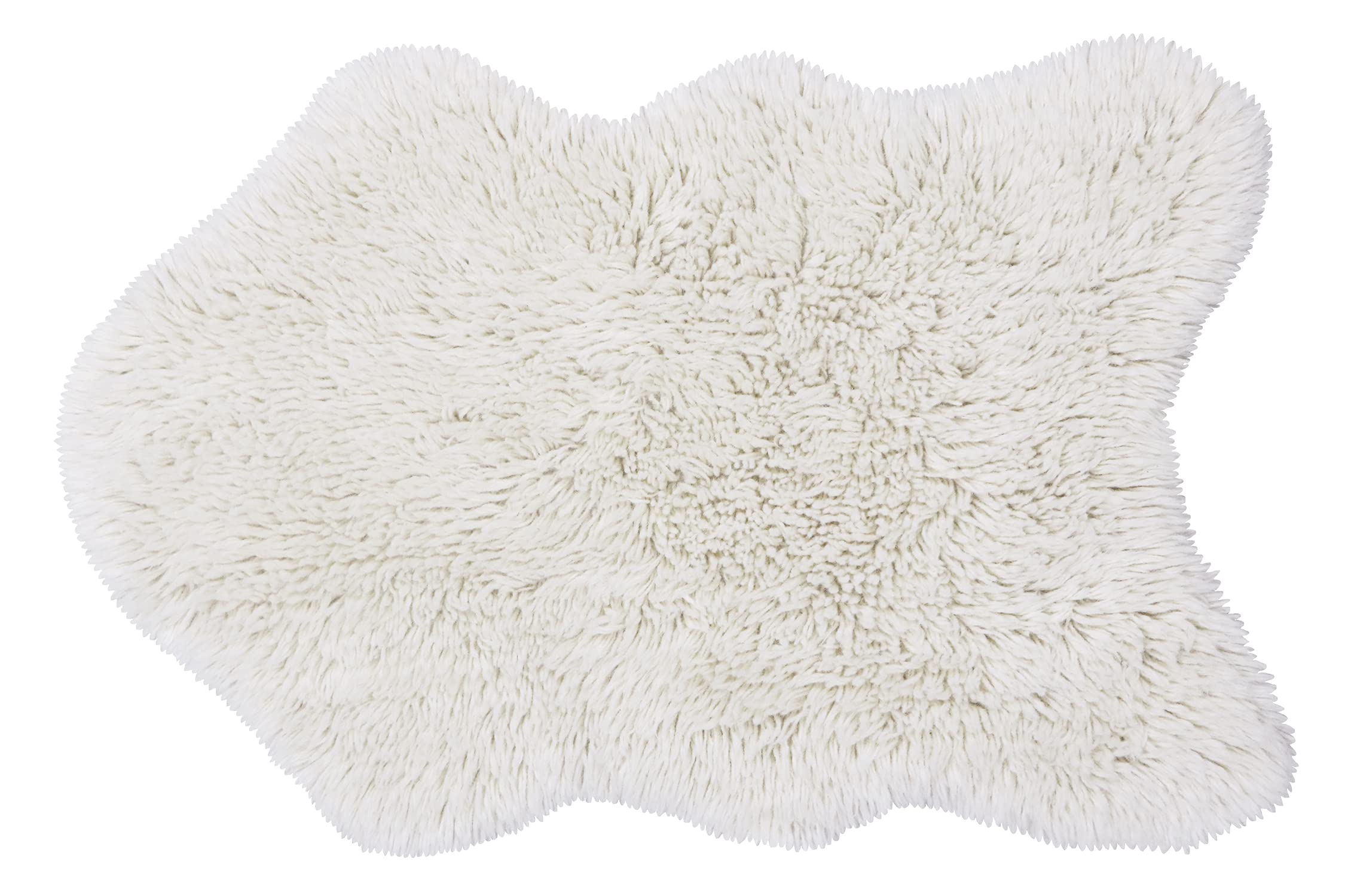 Lorena Canals-Woolable Bedside Rug. Sheep of The World Woolly in Color White Sheep - Handmade in Natural high Pile Undyed Wool-Size: 2' 5" x 3' 7"