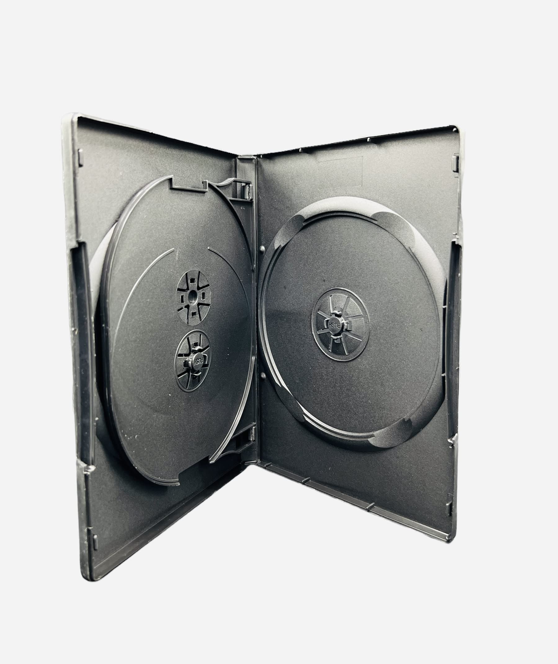 Dragon Trading, custodia nera per 4 dischi, CD, DVD, Blu Ray, 14 mm, con custodia esterna per intarsio artistico, confezione da 25