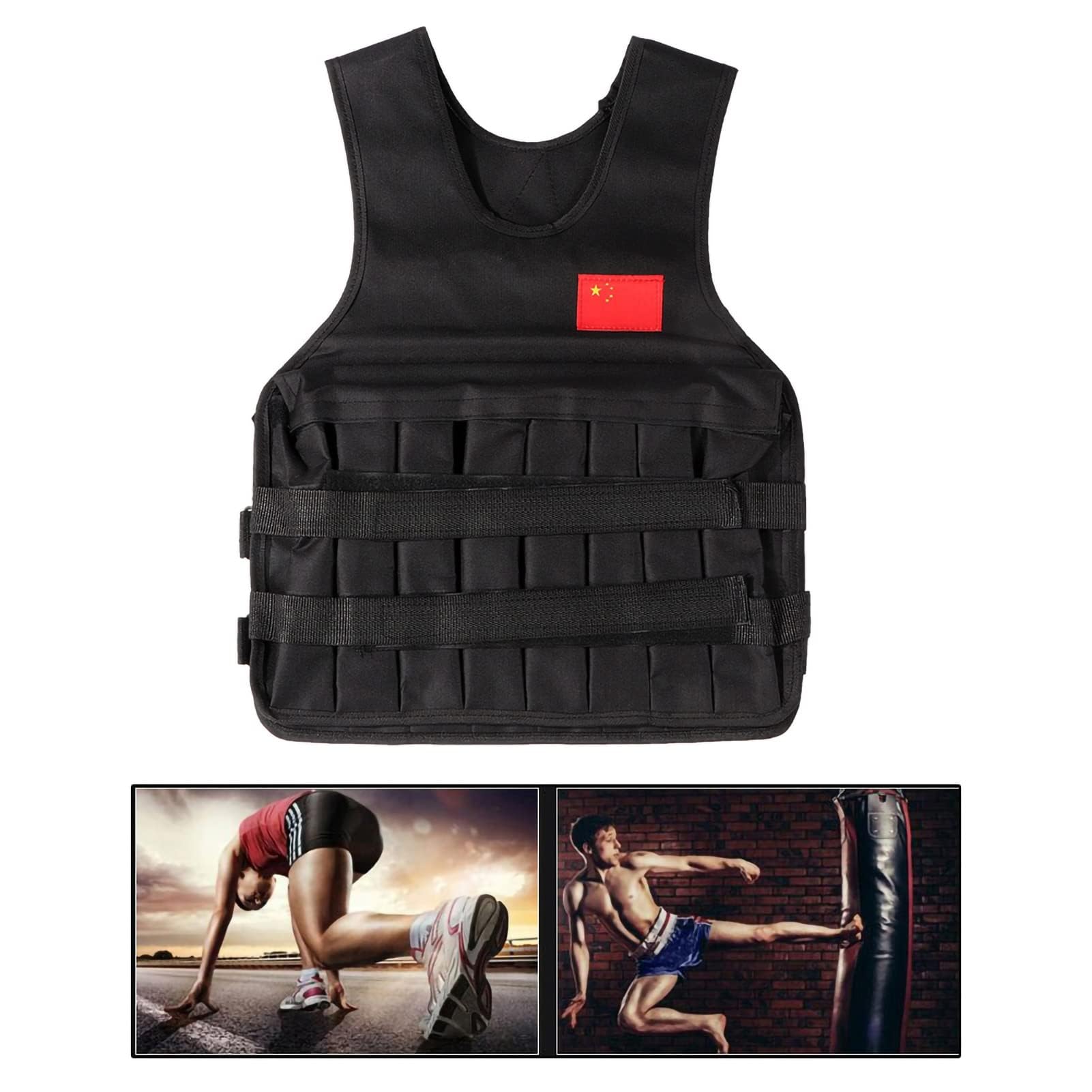 Gilet lesté de 20 kg avec 4 Sacs de Sable, Gilet d'entraînement réglable pour l'entraînement, la Musculation, la Course, Le Fitness, Le renforcement Musculaire