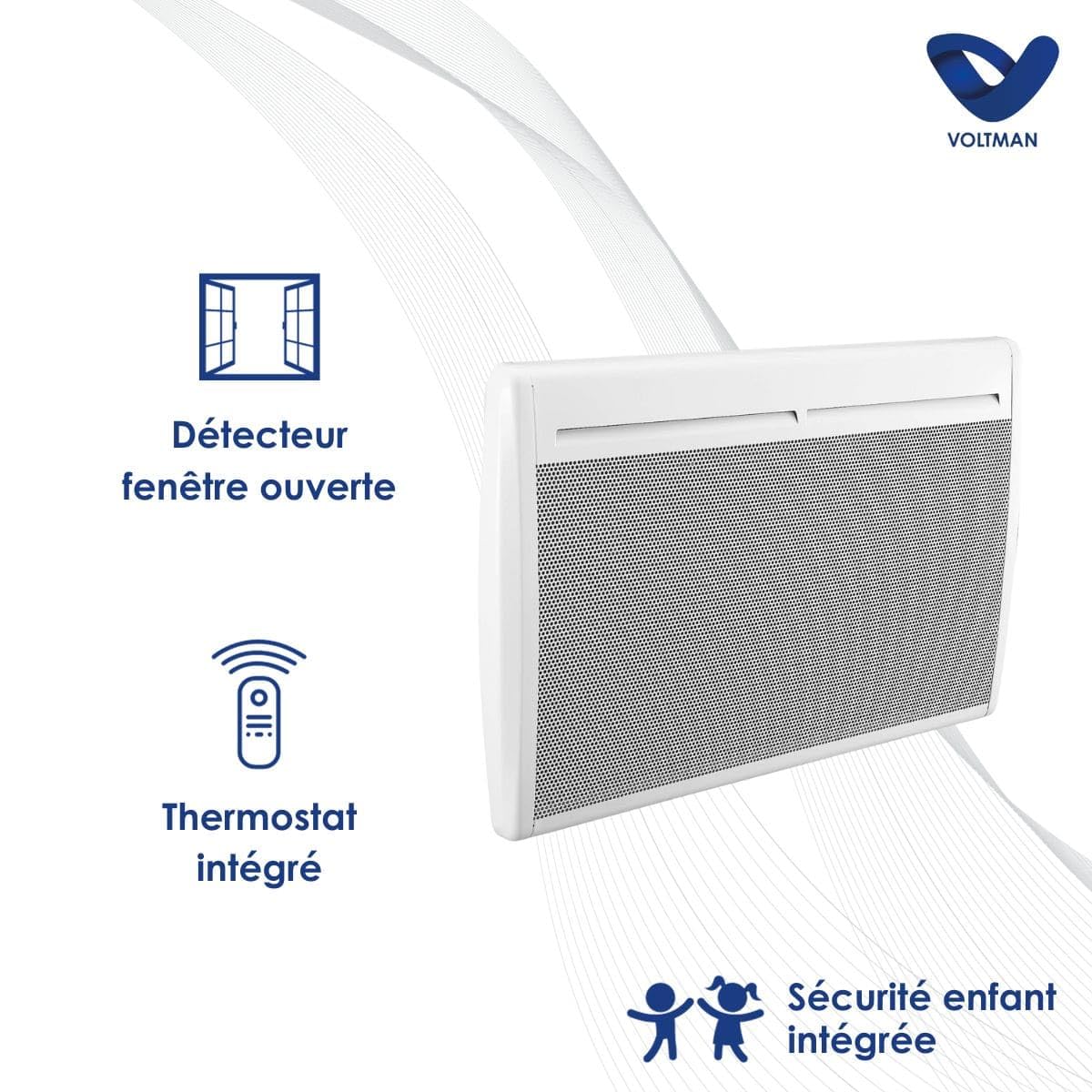 VOLTMAN VOM540014 - Panel promienny - 1500 W - Biały - Programowalny termostat