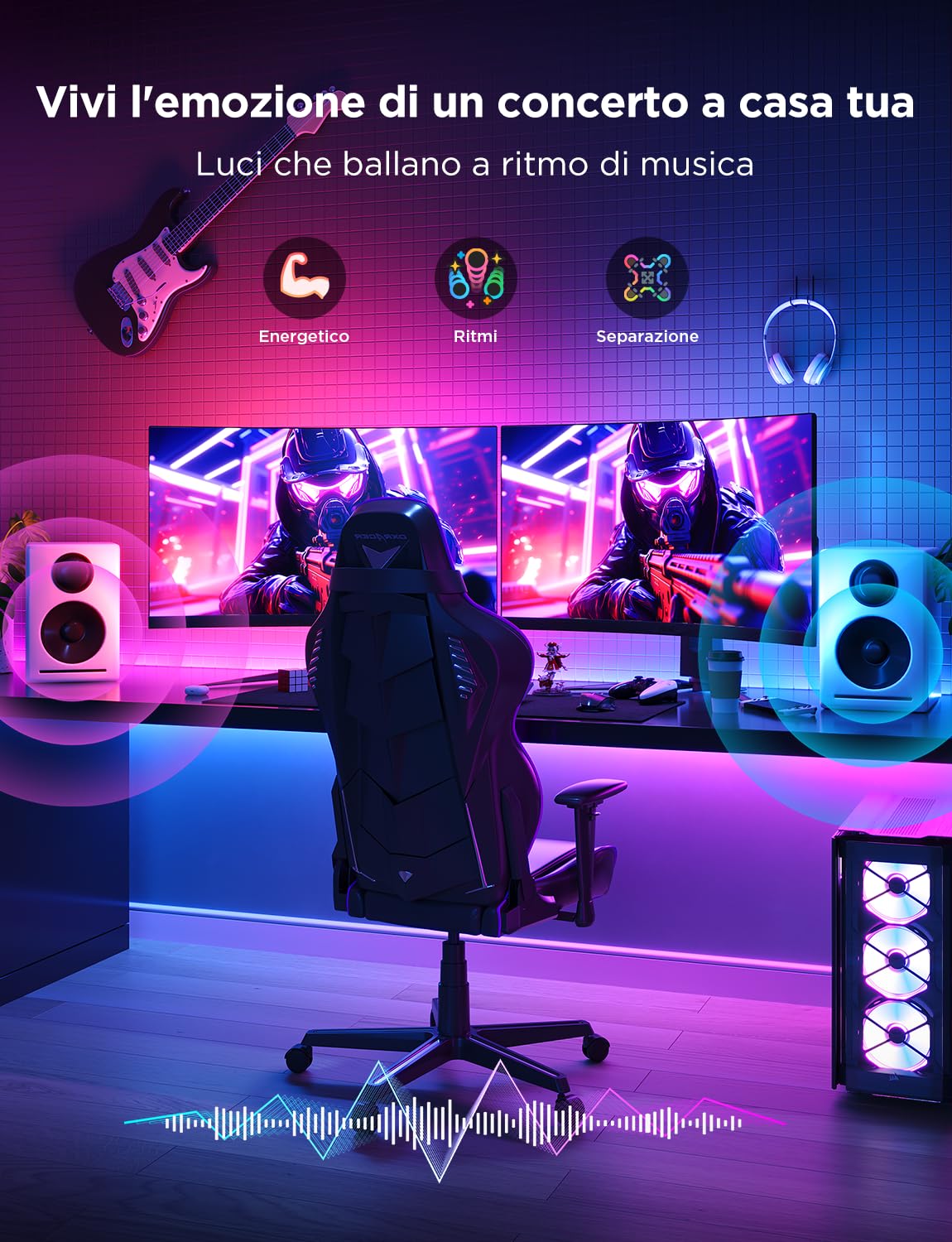 Govee TV LED Backlight, Intelligenti RGBIC da 2,4M per TV da 40-50 pollici, Striscia LED Intelligente con Controllo Bluetooth e Wi-Fi, Funziona con Alexa e Google Assistant, Sincronizzazione Musicale