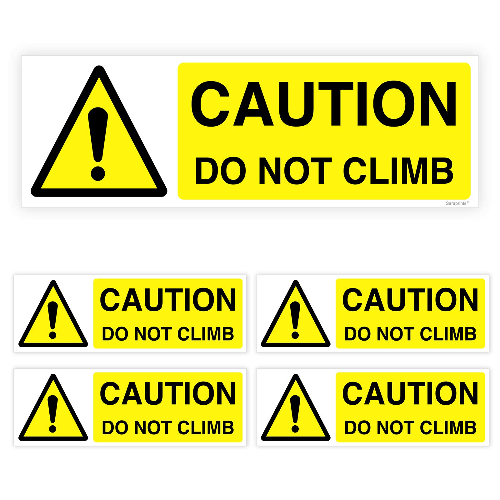 Pack of 5 No Climbing Sign (150 x 50 mm) Self Adhesive Dont Climb Sign Waterproof Stickers