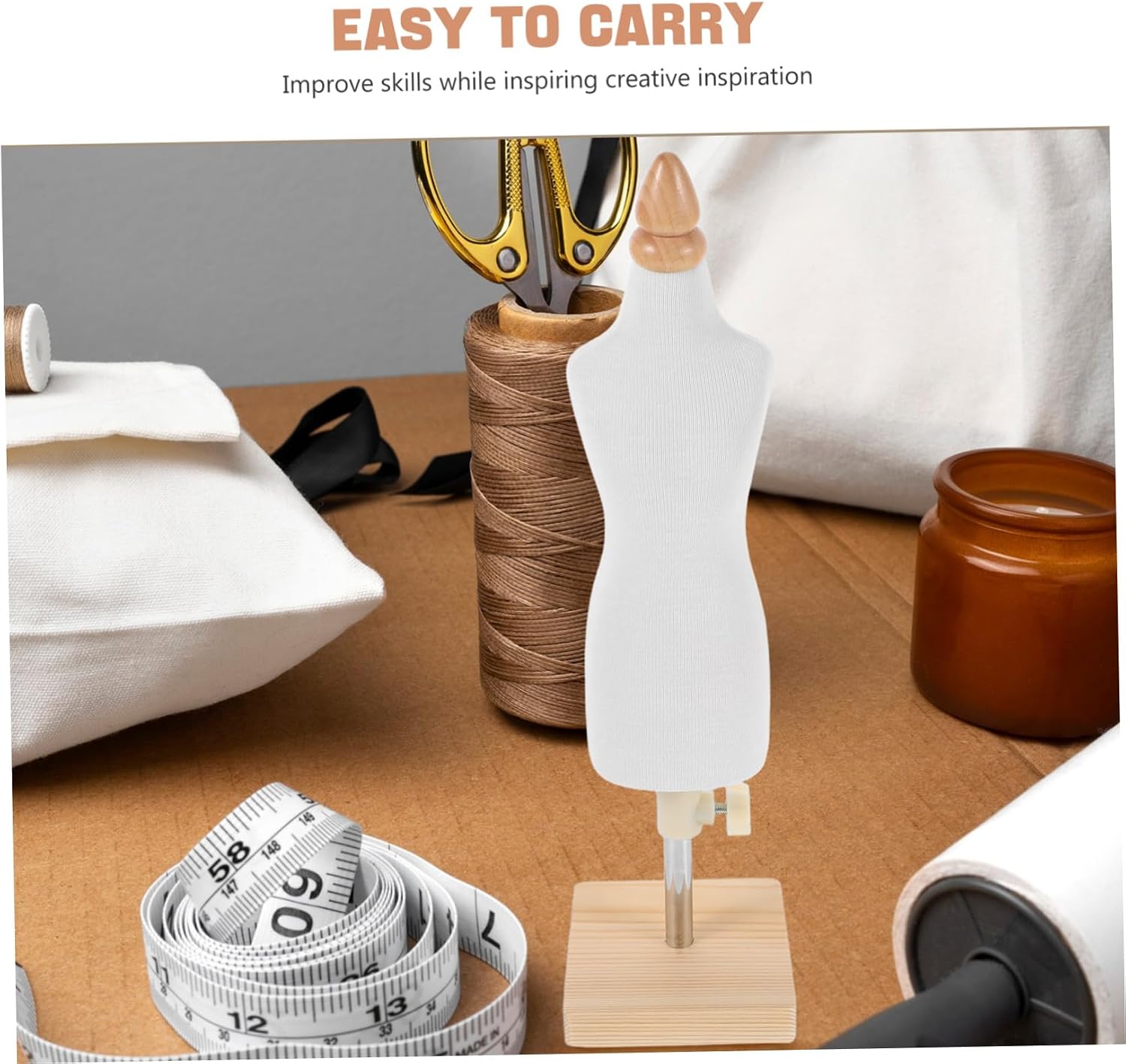 Adjustable Sewing Mannequin with Wooden Stand Female Dress Form for Beginners Doll Clothes Design and Craft Practice Accurate Human Proportions for Home School Studio Use