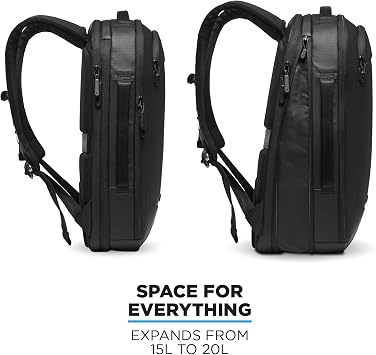 NOMATIC Navigator RS Pack 15L: 15L Premium Backpack w/ 6L Built-In Expansion - Water Resistant Anti Theft Backpack - Laptop Bag - Computer Backpack - Expandable Black Backpack