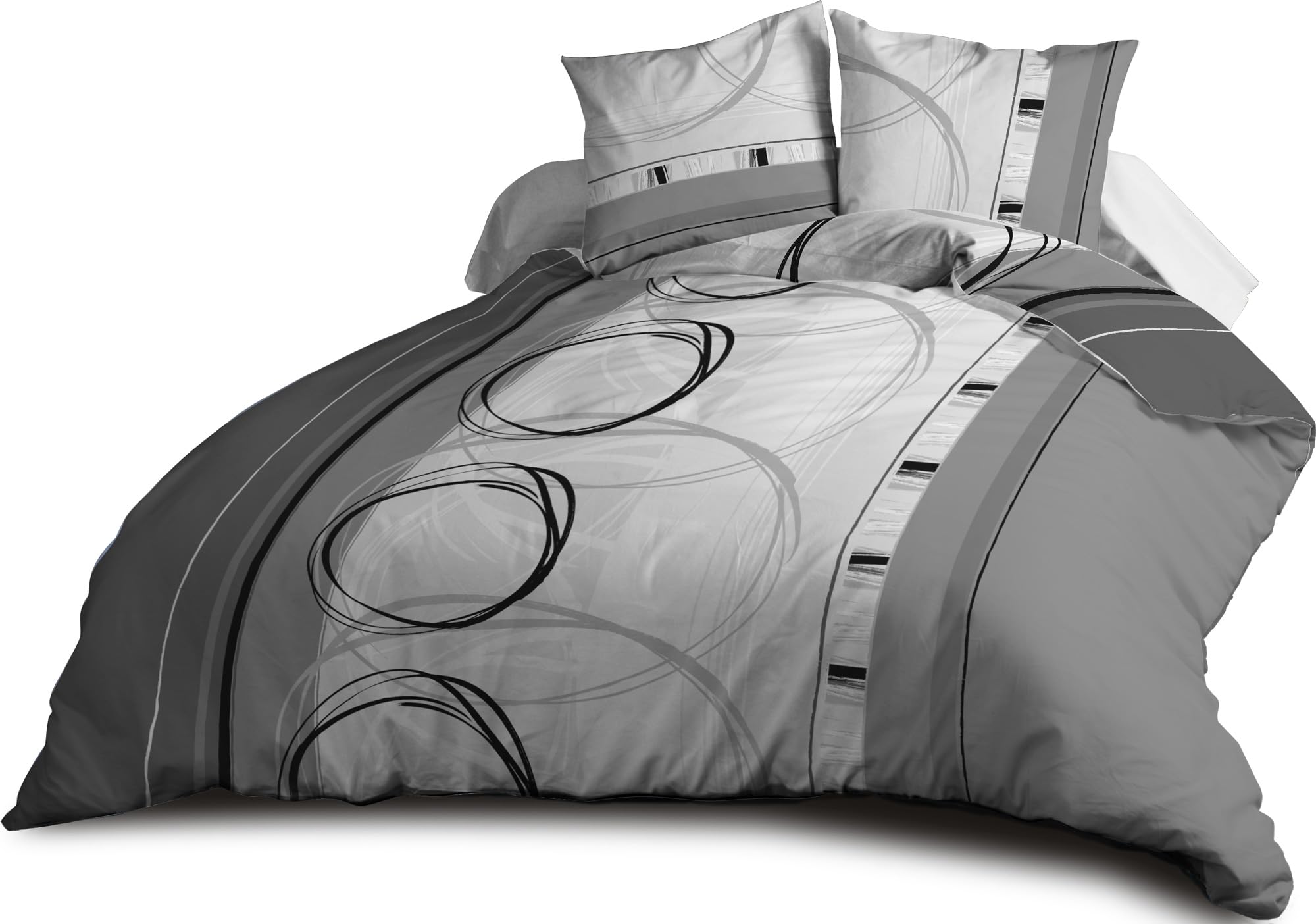 Le linge de Jules Duvet Cover 240 x 260 cm + 2 Pillowcases - Soft and Durable Microfibre - Easy Care - Grey - Image 2