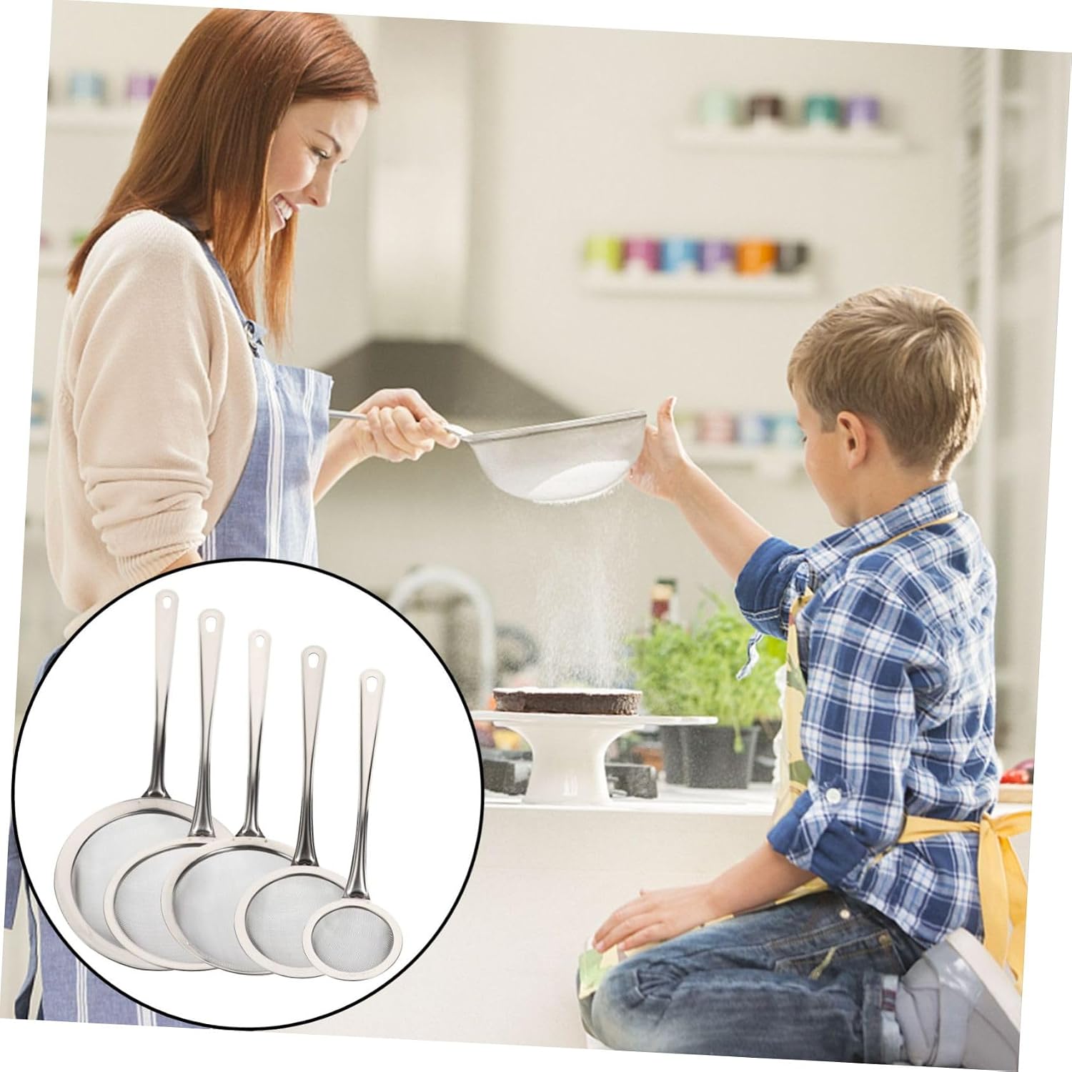 PRETYZOOM 5pcs Sifter Fried Chicken Colander Kitchen Sieve Baking Sieve Easy to Use for Cooking Baking