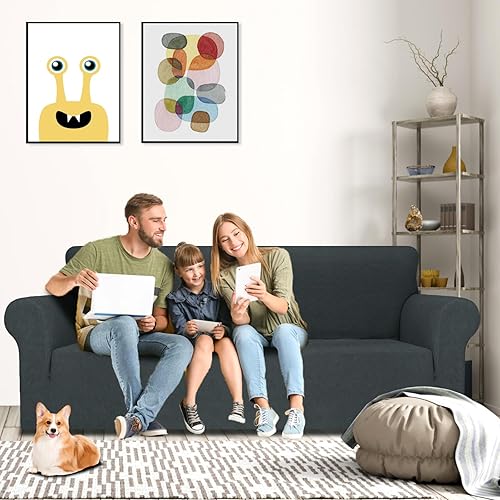 Miniatura 24 de MAXIJIN Funda súper elástica para sofá de 3 cojines, funda universal de 1 pieza para sofá de sala de estar, protector de muebles de elastano, apto