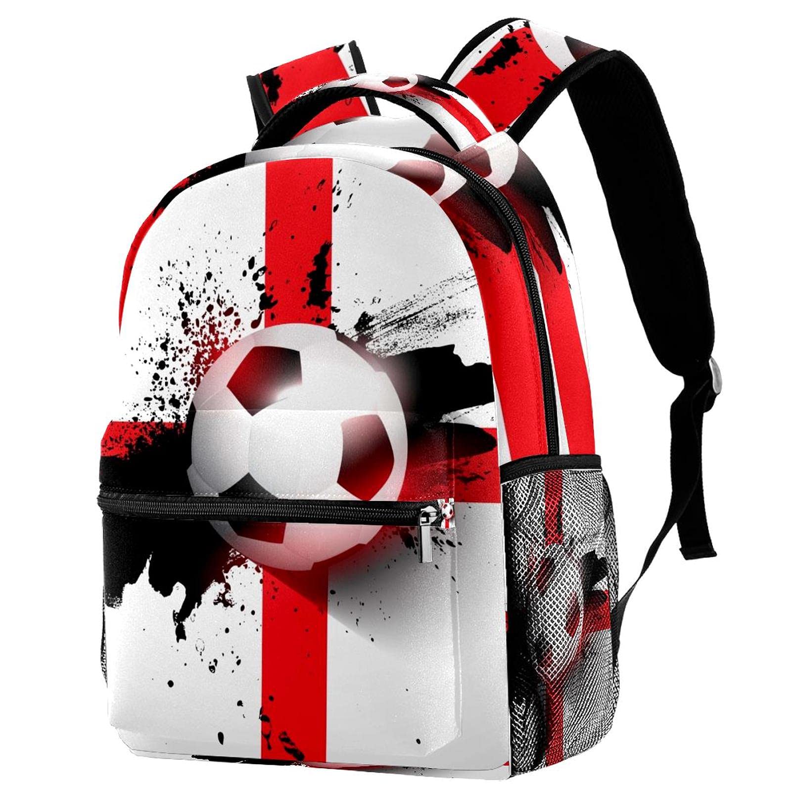 Zore_fine5 Girls Multicolor Leisure Campus Travel Backpacks, Football England Flag Bags With Bottle Holder For Boys