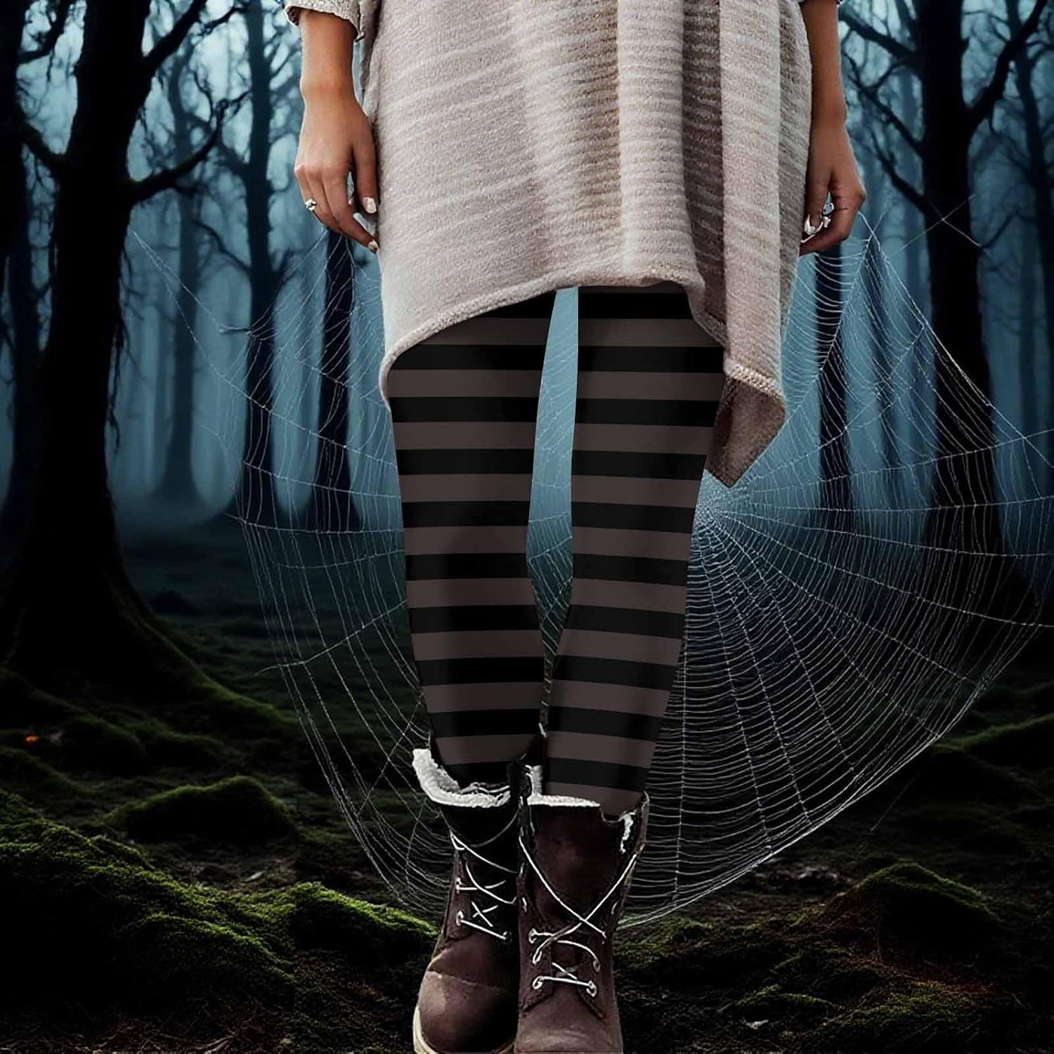 Yoga Pants for Women Halloween High Waist Striped Fashion Leggings Casual Stretch Comfort Sports Hip Lift Legging