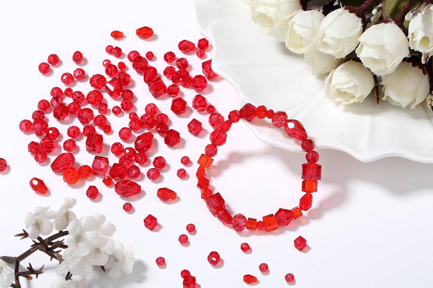 XIANNVXI 800pcs Faceted Red Beads 4/6/8mm Red Glass Beads for Crafting for Jewellery Making, 4mm, 6mm, 8mm - Image 4
