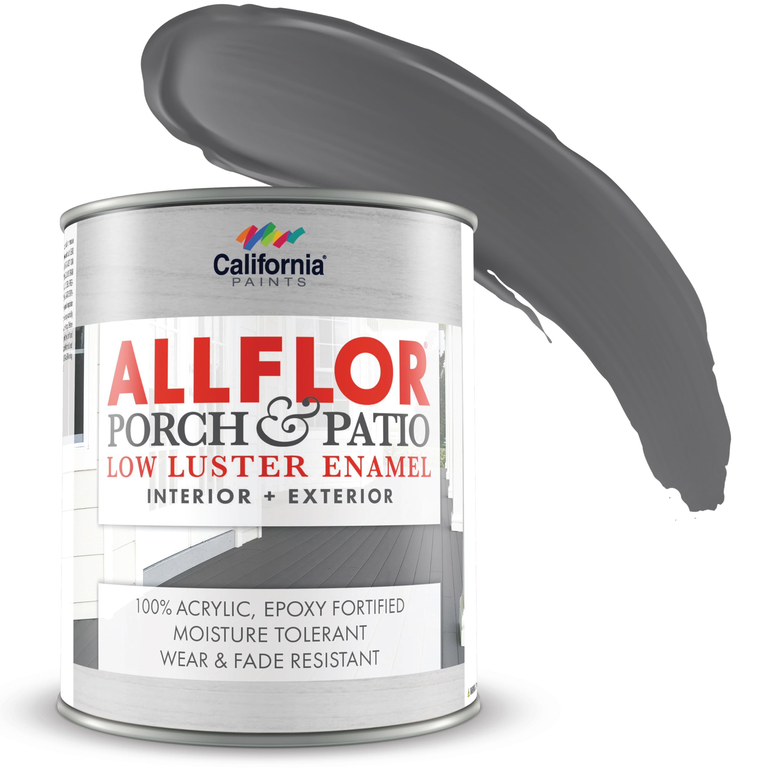 CALIFORNIA PAINTS ALLFLOR Porch, Patio and Floor Enamel Paint, Battleship Gray, 1 Quart, Extremely Durable Water-Based Formula, Ideal for Patios, Pool Decks, Basements & More