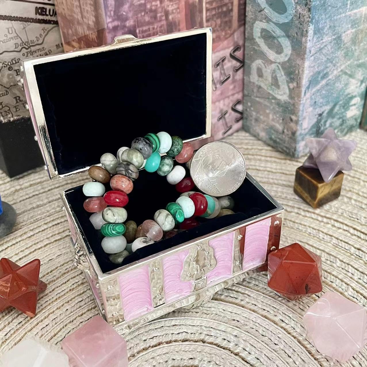 Truewon Vintage Metal Jewelry Chest Gem Storage Box image 3