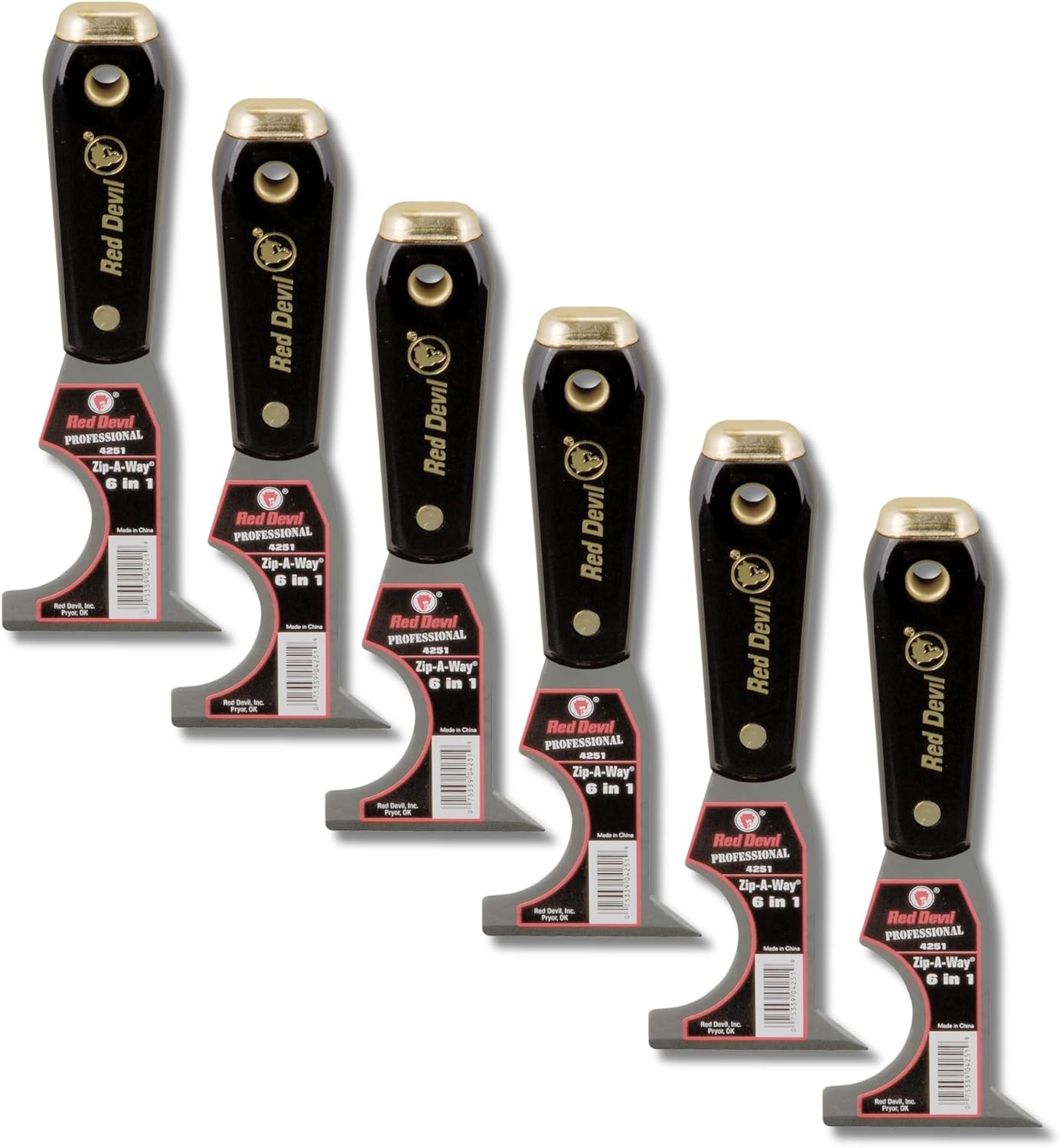 Red Devil 4251 6-in-1 Painter's Tool, 2.5", Black, (Pack of 6)