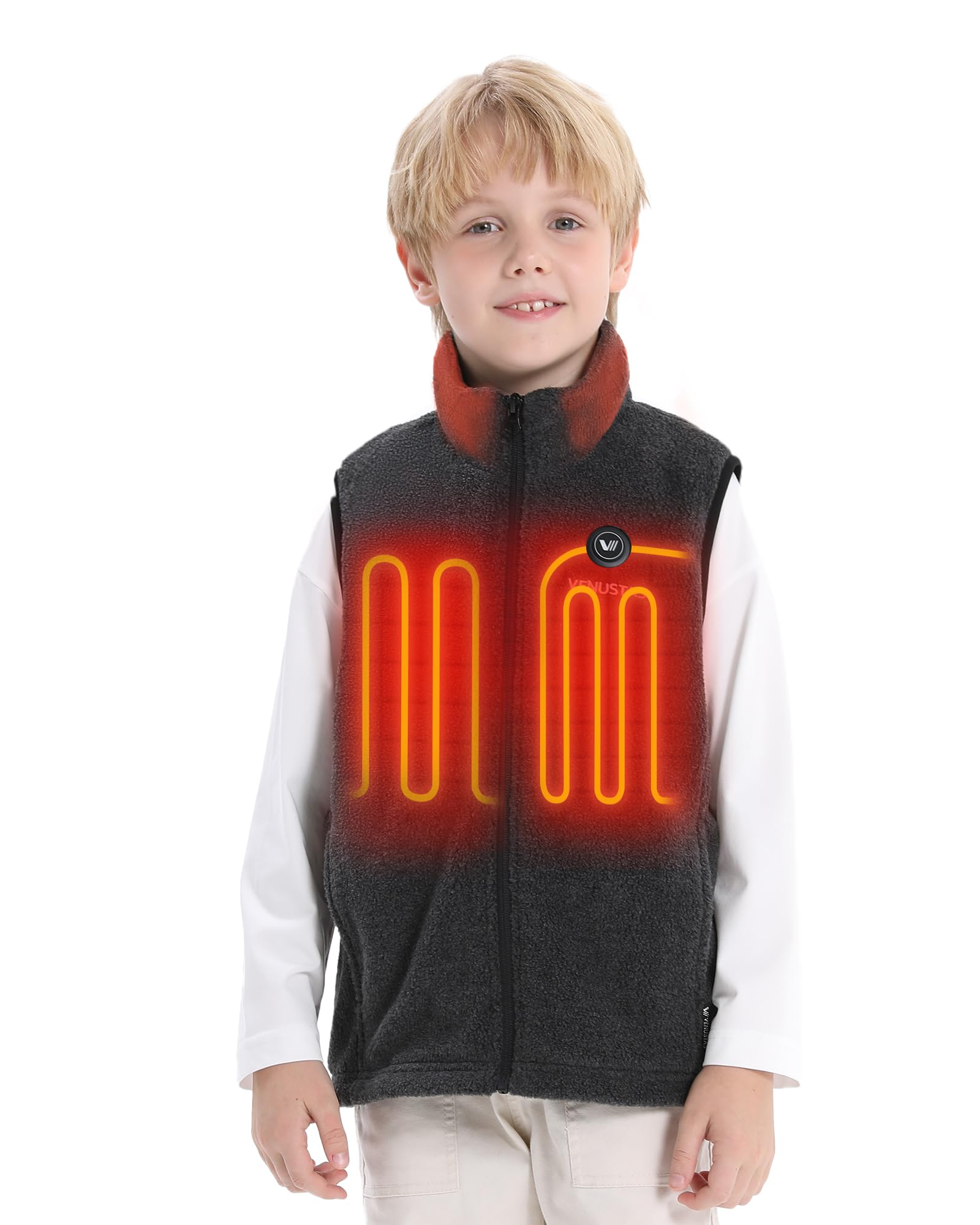 Venustas Kids Heated Fleece Vest with Battery, Warmer Youth Electric Vest for Boys Girls