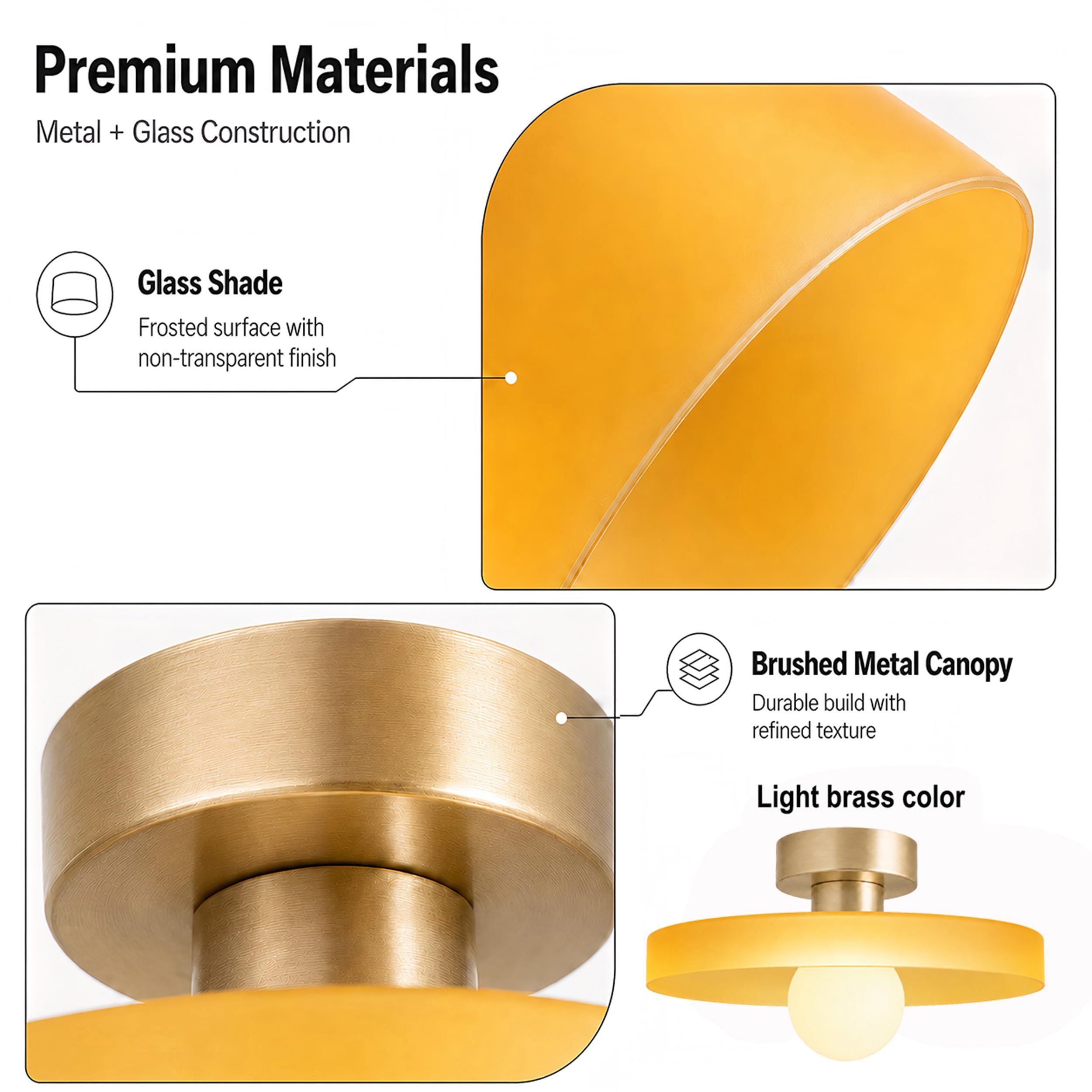 35cm Plafoniera Minimalista in Vetro, Lampada Rotonda E27，Arancione