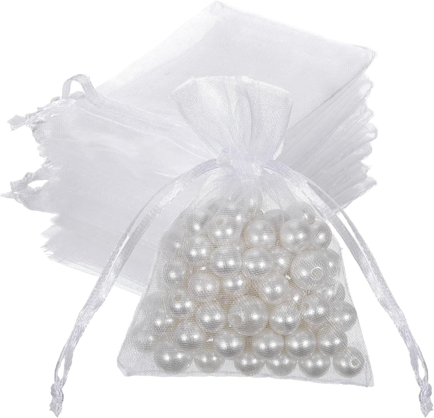 JJUNW Cienka mini torba z organzy, małe siatkowe torby na prezenty, upominki ślubne ze sznurkiem, biżuteria, torba prezentowa, na cukierki, wesele, przyjęcie, upominek, wieczór panieński, Dzień Matki