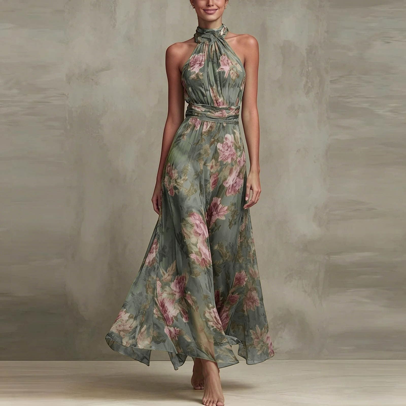 Abito da sera da donna, lungo, spalle scoperte, da cocktail, linea ad A, in tulle, elegante, per matrimonio, maxi abito da ballo, abito da ballo, abito da ballo da donna, motivo floreale, con