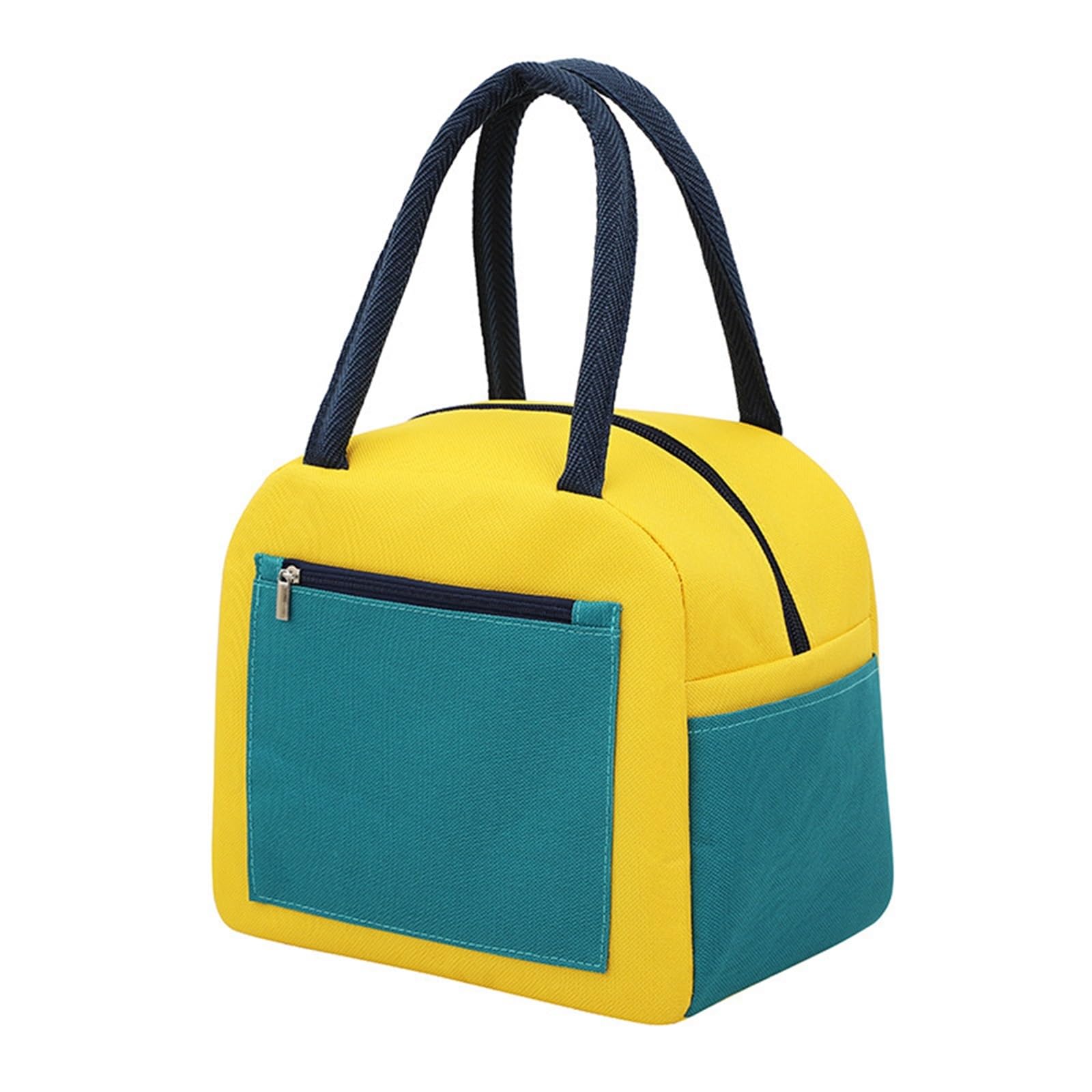 Plecak kempingowy, Torba do przechowywania lunchboxów Colorblock Pocket o dużej pojemności Torby na lunch dla uczniów żywności piknikowej(Yellow)