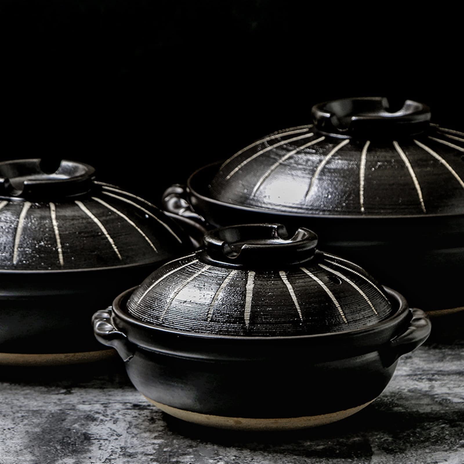 Garnek, kuchenka żaroodporna do czarnej zapiekanki z pokrywką Ceramiczny garnek do gotowania Zapiekanka Rodzina Restauracja Produkty kuchenne Zapiekanka