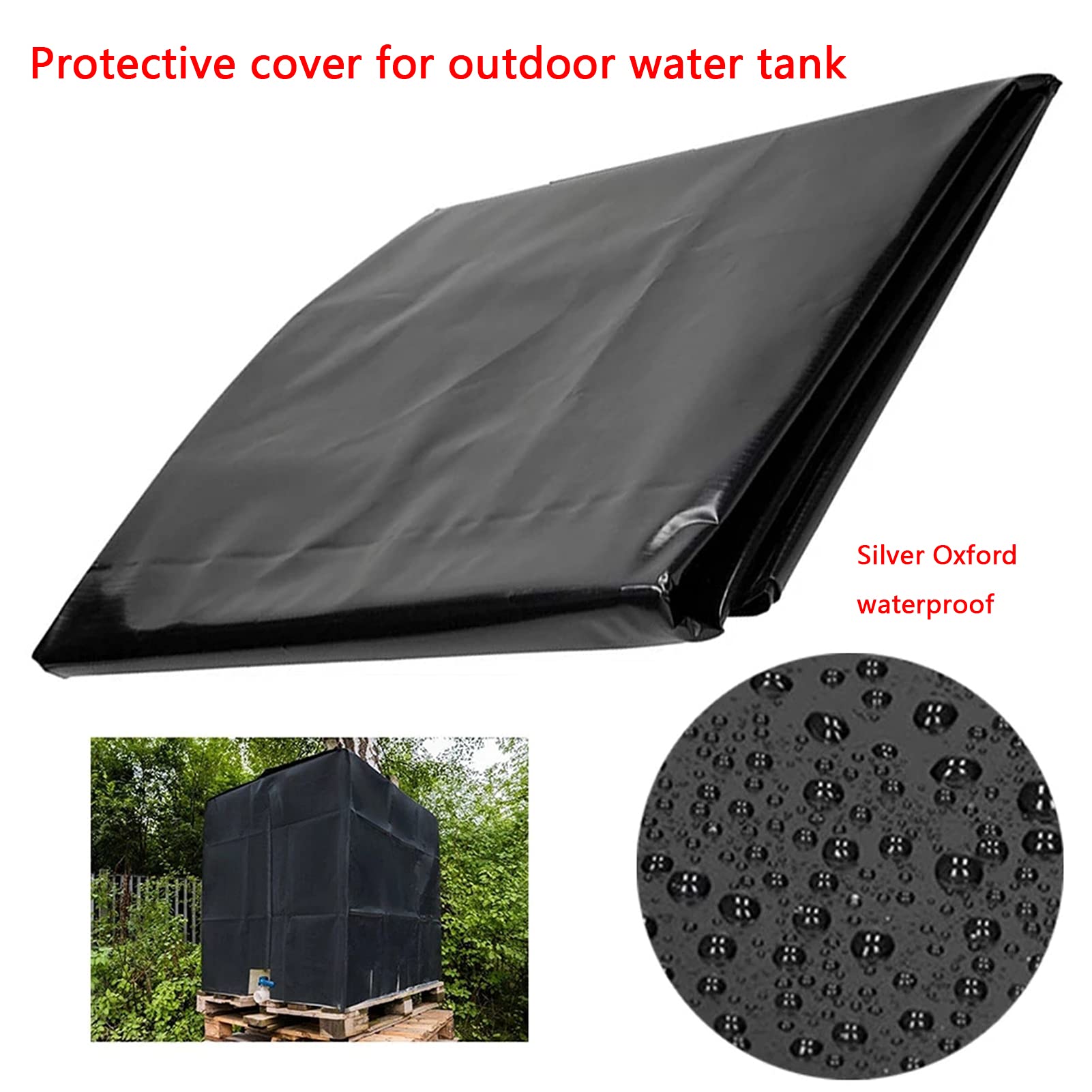 Cubierta del Tanque de Agua IBC,Cubierta Protectora del Tanque de Agua de Tela Oxford Cubierta antinieve Cubierta Resistente al Agua a Prueba de Polvo para contenedores IBC de 1000 litros(Negro)