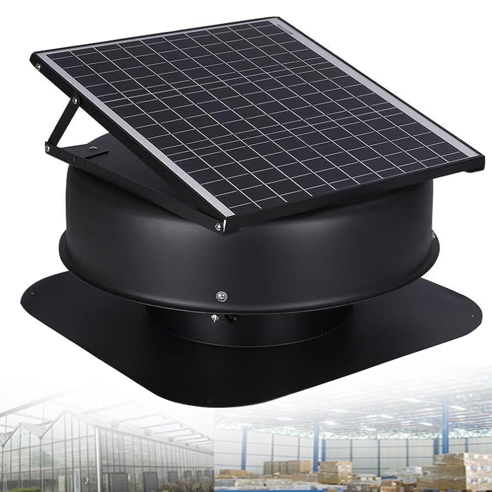 Ventilatore solare da soffitta, 42 W, termostato controllato, per casa, serra, garage, negozio, camper, alto flusso d'aria 1470 CFM per una ventilazione ottimale