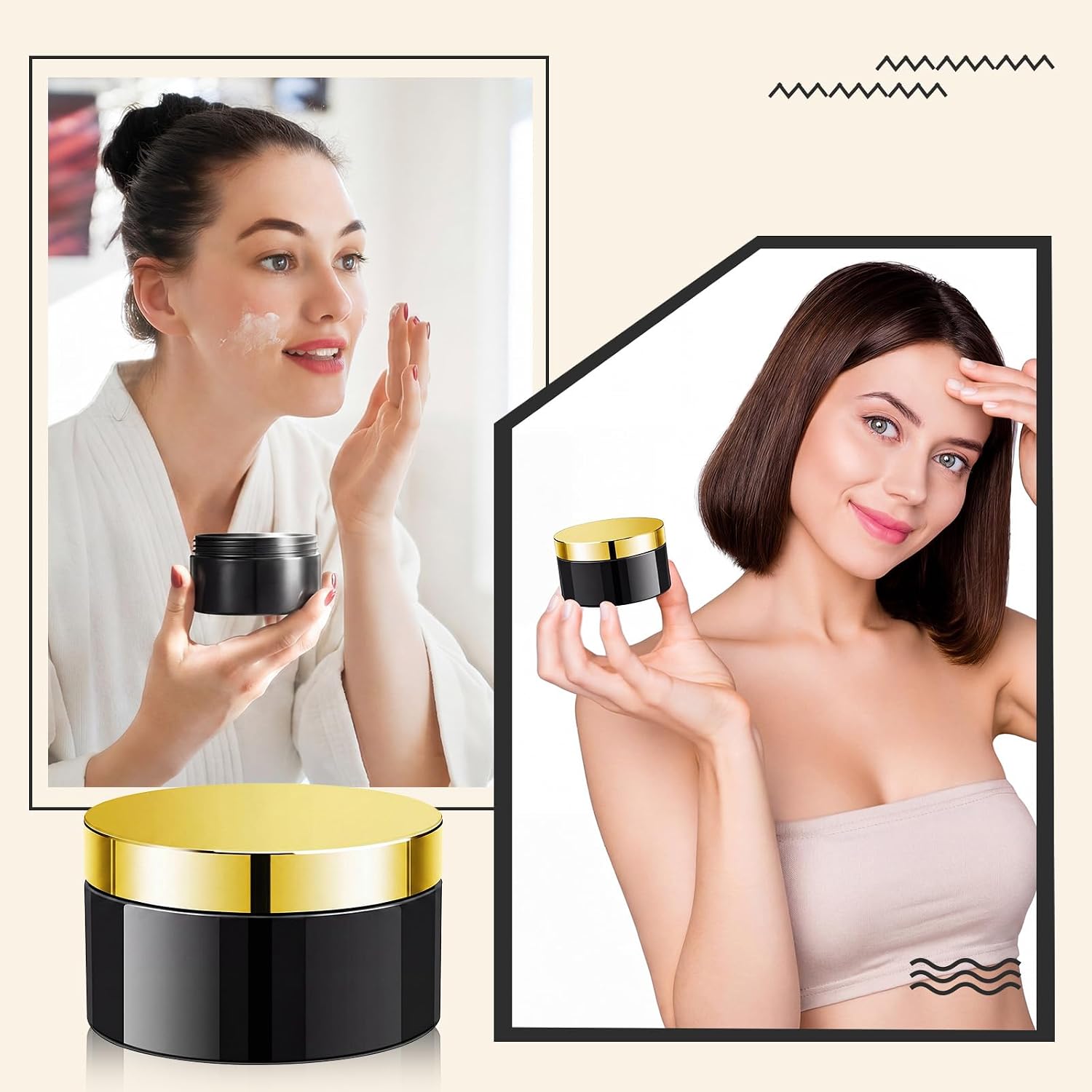 24 Pack 4 oz Black Cosmetic Jars with Gold Lids, Wide Mouth PET Containers image 5