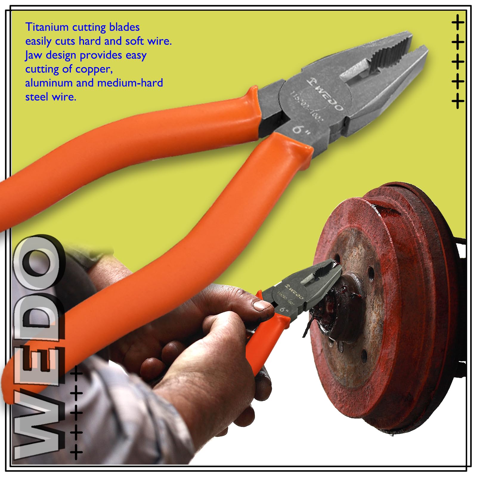 WEDO Titan-Lineman-Zange, leicht, nicht magnetisch, korrosionsbeständig, einmalig gestanzt, für Luftfahrt, Marine, Biomedizin, Chemikalien, Petrochemie