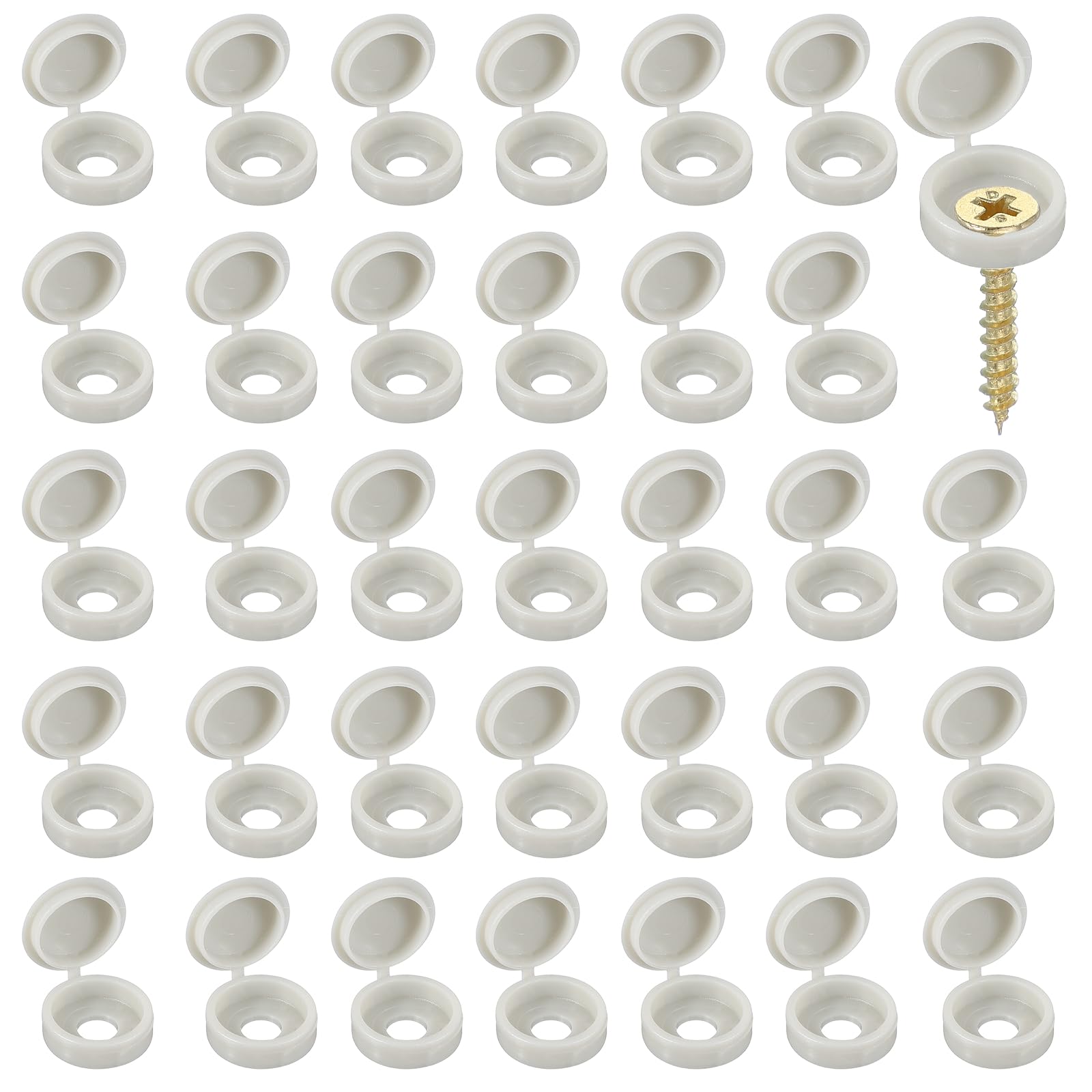 YELARXI Screw Snap Covers, Plastic Hinged Screw Cover Caps Shutter Screws Fold Snap Washer- Fitting for (Windows - Railings - Home Furniture - Cabinets) 6 mm & 200 Pack & Light Gray