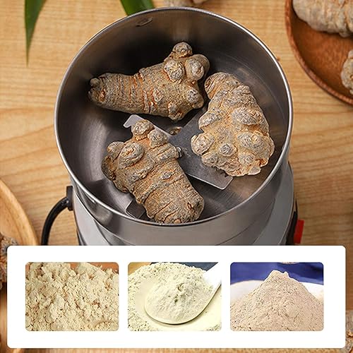 Miniatura 5 de Molinillo de café eléctrico, portátil de acero inoxidable para café y especias con tapa transparente, molinillo de granos multifunción para moler