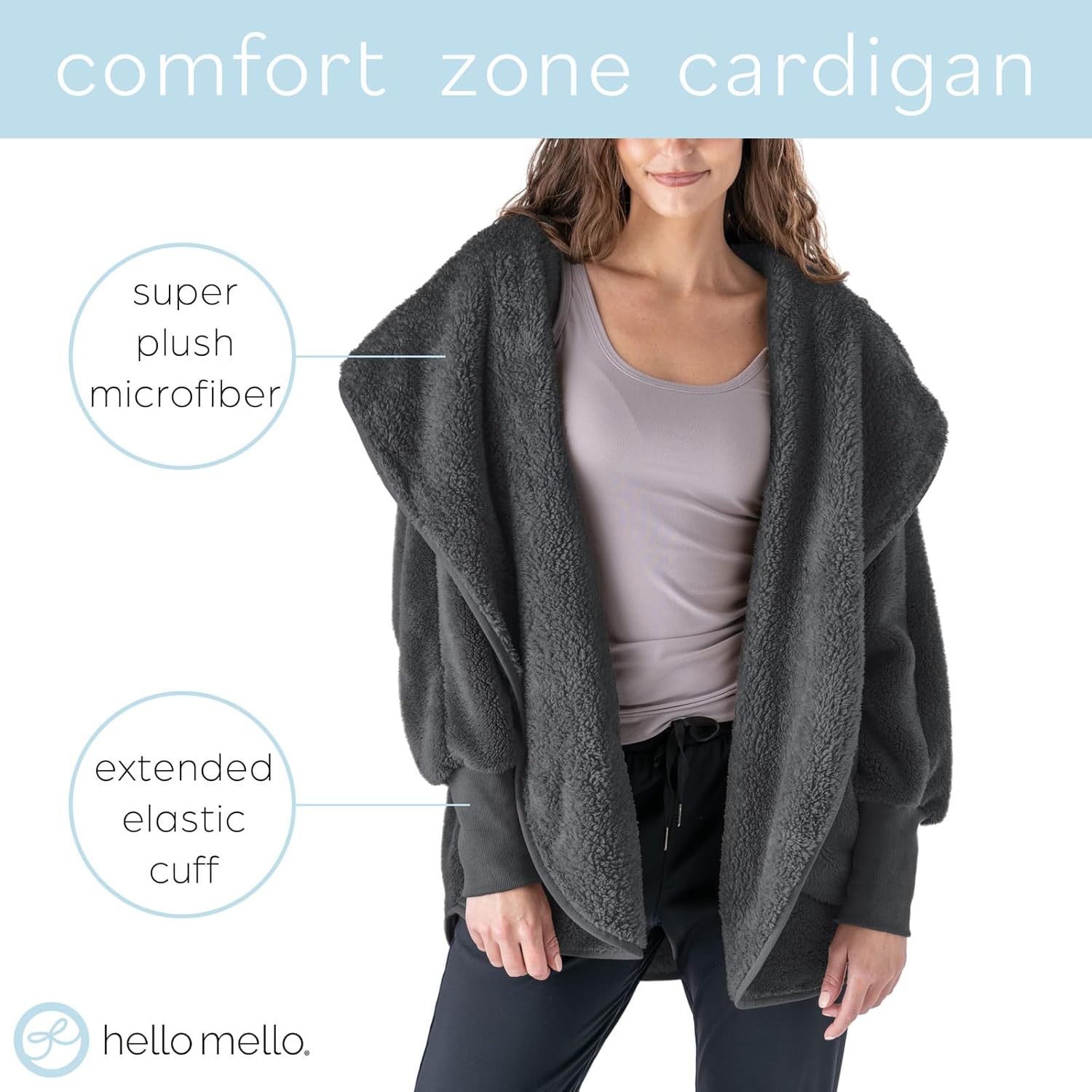 Hello Mello Comfort Zone Oversized Cardigan Faux Sherpa Sweater for Women