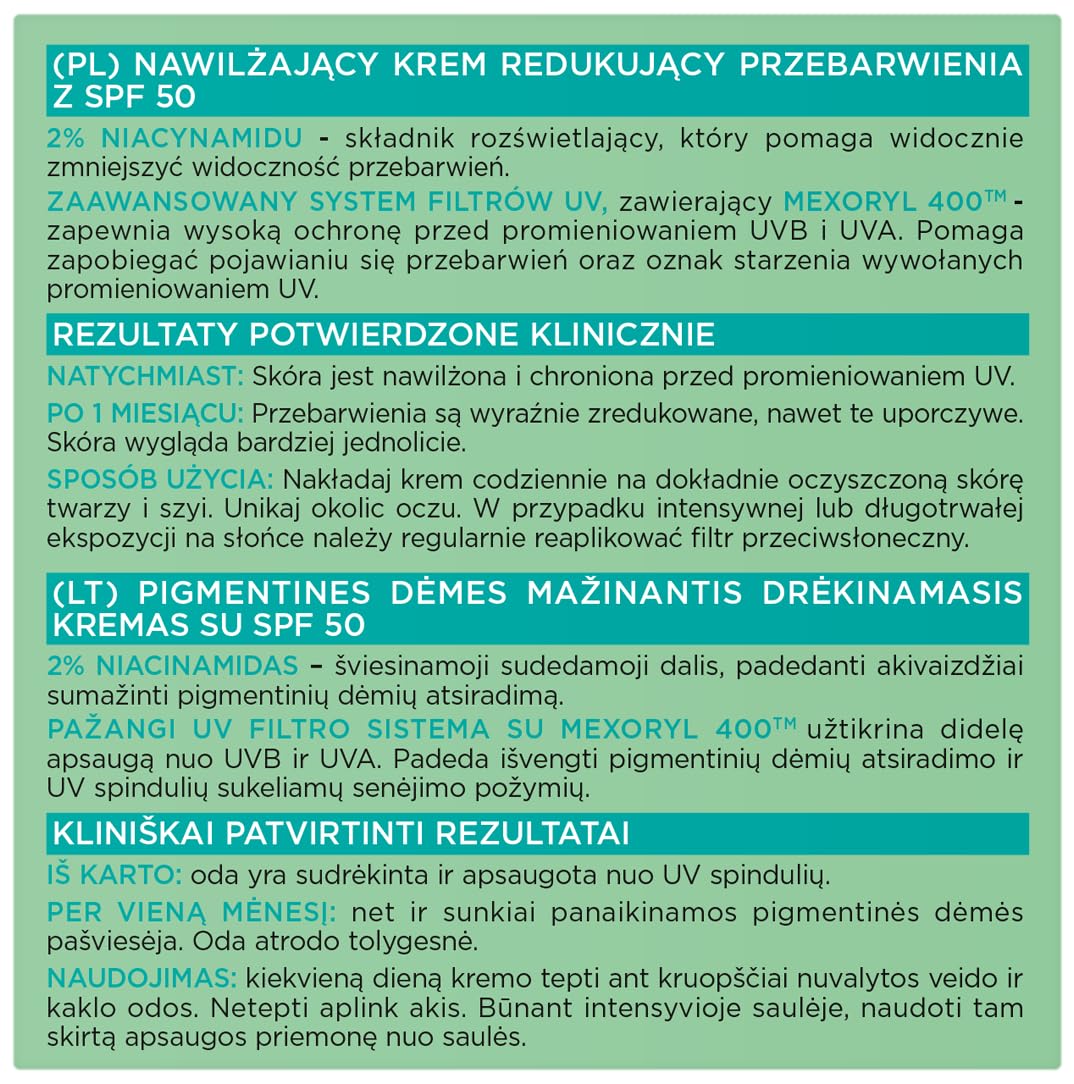 L'Oreal Paris Bright Reveal Nawilżający krem redukujący przebarwienia z SPF 50, 50 ml