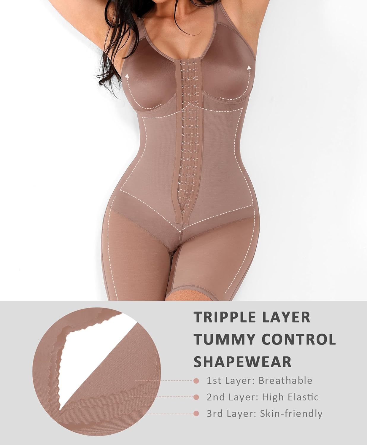 FeelinGirl Fajas Colombianas Shapewear for Women Tummy Control Post Surgery Full Body Shaper Butt Lifter with Zipper Crotch - Image 4