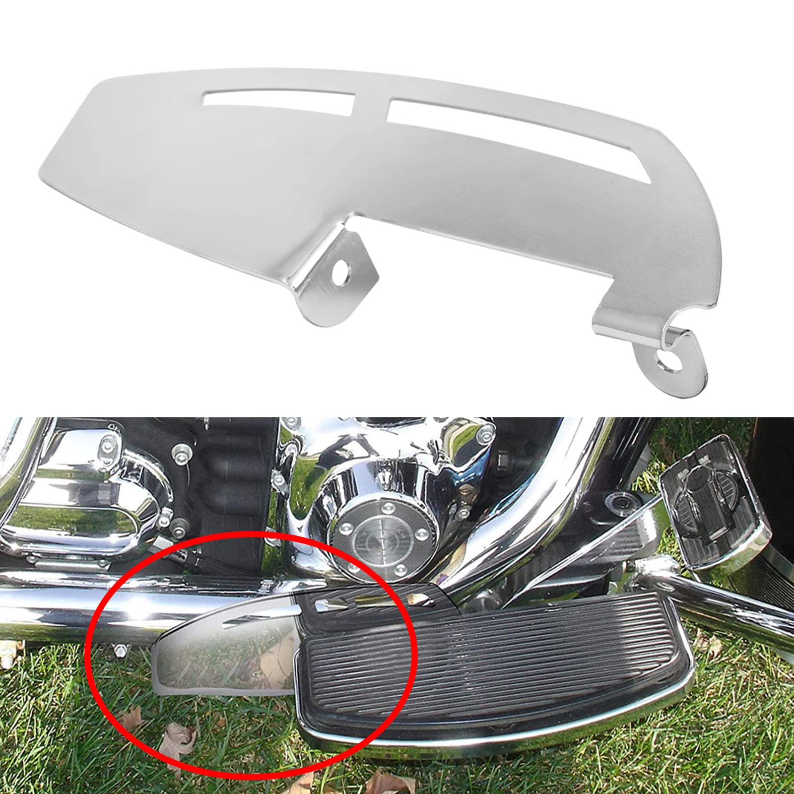 HIYOYO Motorcycle Chrome Rider Footboard Heel Guard for Harley Road Glide Road King Electra Glide Street Glide Ultra Limited FLHTK FLSTF Tri Glide Ultra