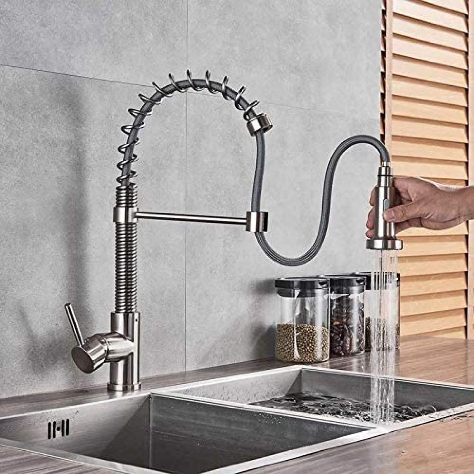 Kitchen Sink Faucet Farmhouse Commercial, Black Bronze Kitchen Faucet, Single Handle Pull Out Kitchen Sink Mixer, Deck Mount Stream Spray