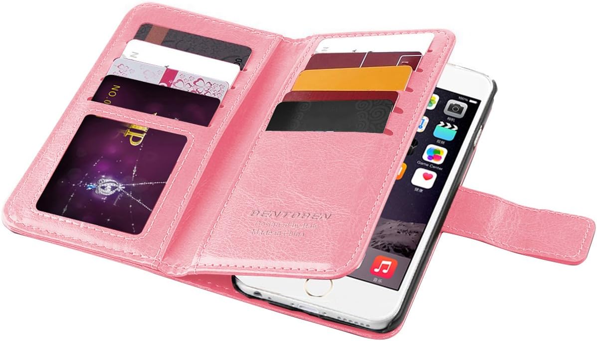 iPhone 6S Case, iPhone 6 Wallet Case, BENTOBEN Wallet Faux Leather Folio Flip Cover Credit Card Slots Cash Holder Protective Wristlet Case for iPhone 6/6S (4.7 inch), Coral Pink