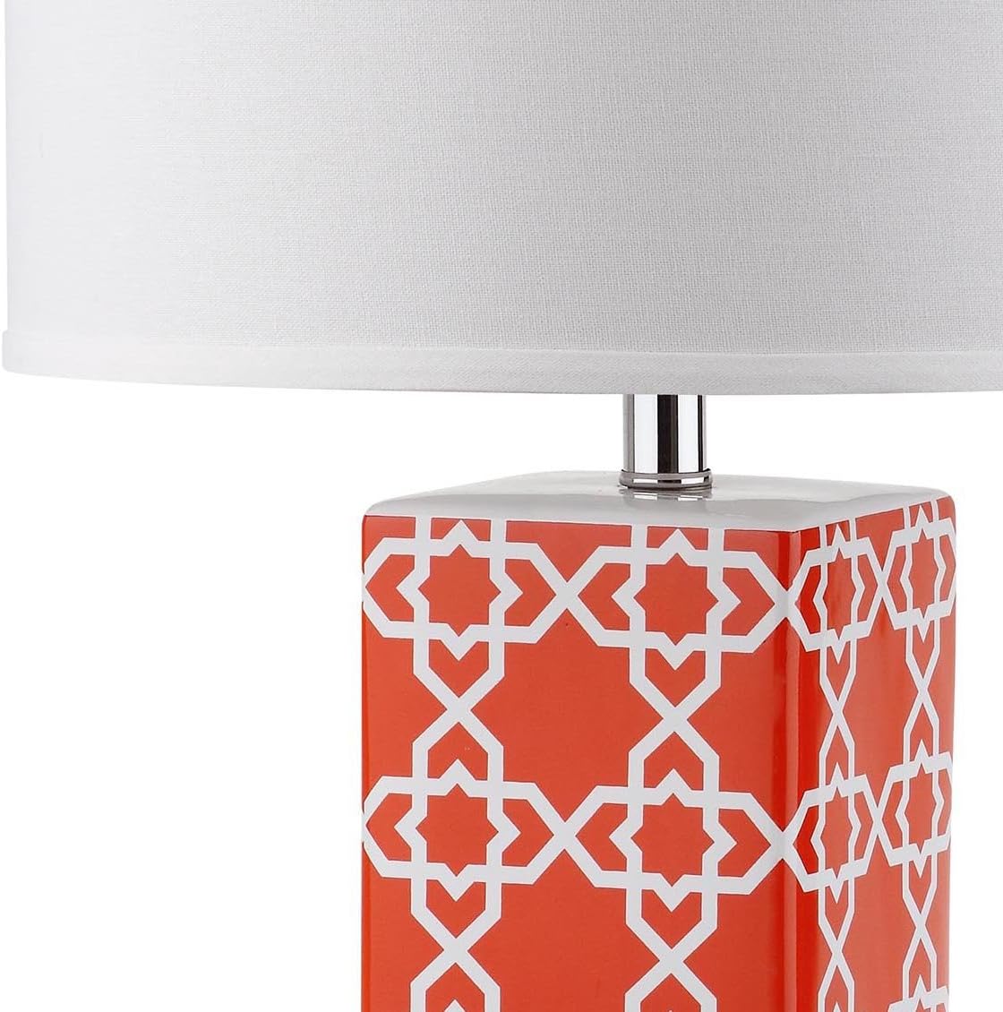 SAFAVIEH Lighting Collection Quatrefoil Modern Contemporary Orange 27-inch Bedroom Living Room Home Office Desk Nightstand Table Lamp Set of 2 (LED Bulbs Included)