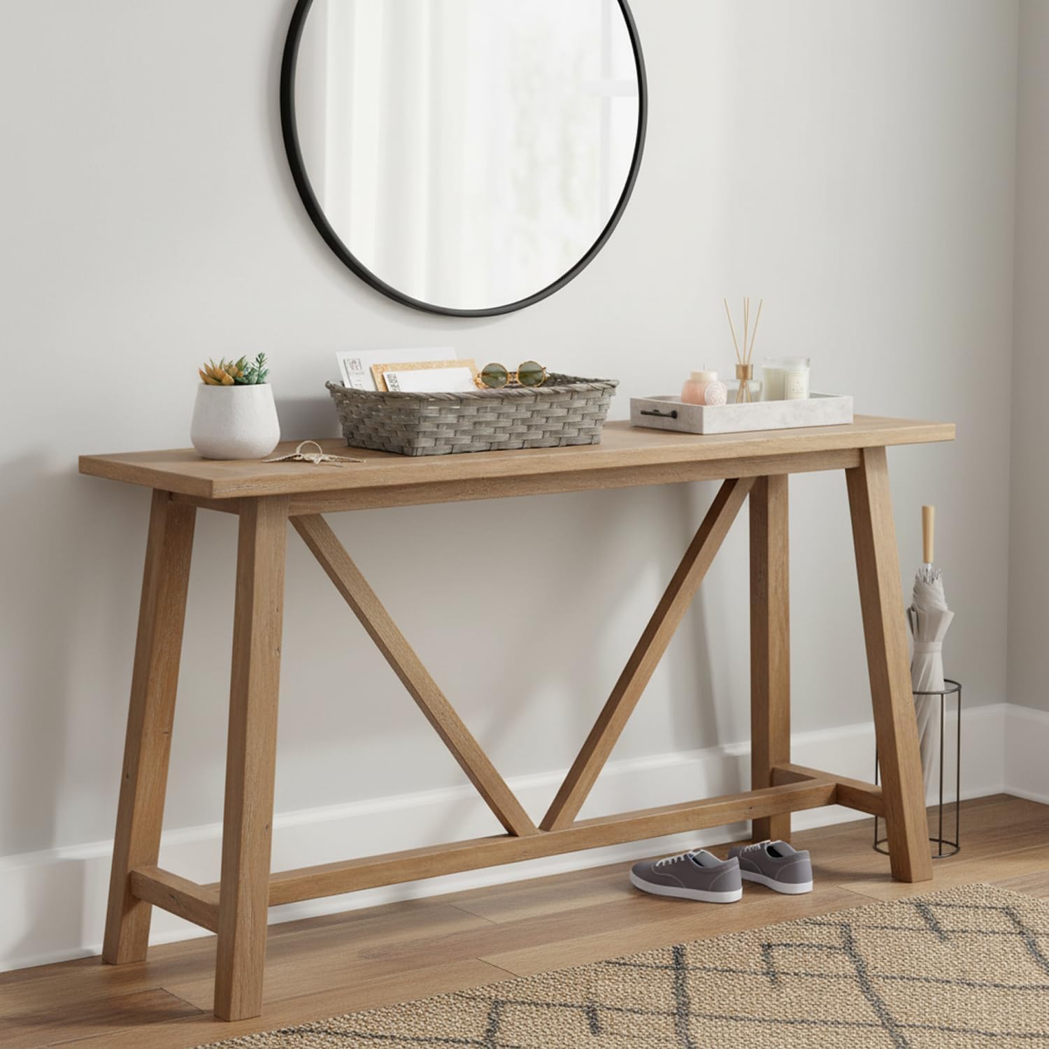 12 Pack Premium Handmade 12" x 9" Antique Grey Bamboo Rectangular Storage Baskets – Countertop Artisan Organizer for Kitchen Pantry, Bathroom Vanity, Entryway Catch-All by The Lucky Clover Trading