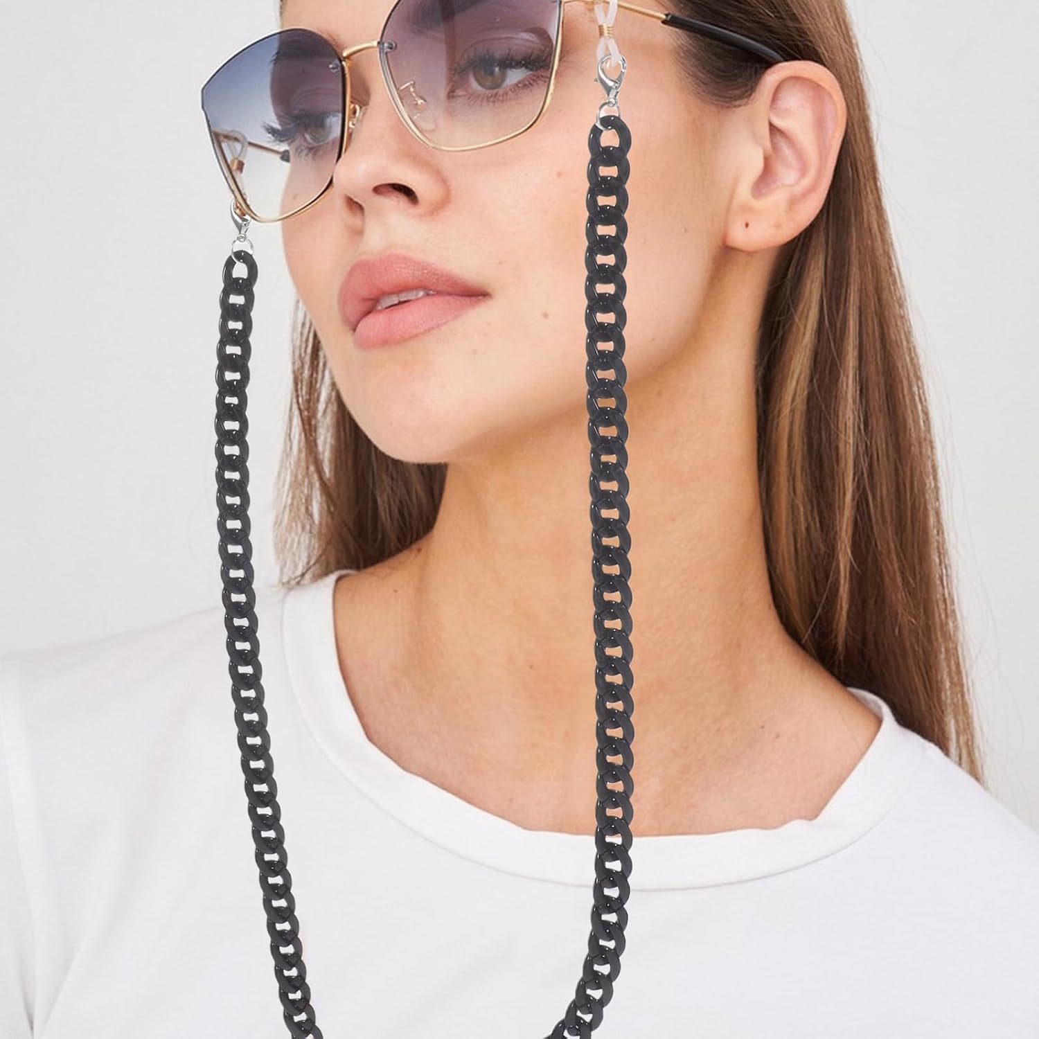 Ciieeo 3pcs Acrylic Eyeglass Chains Colorful Stylish Glasses Straps for Women Men Outdoor Sports Daily Use Sunglasses Holder Anti-drop Eyewear Accessory