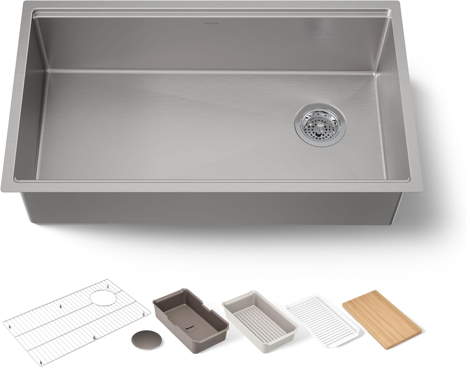 Kohler 33662-PC-NA Strive® 32" undermount single-bowl workstation kitchen sink, Stainless Steel