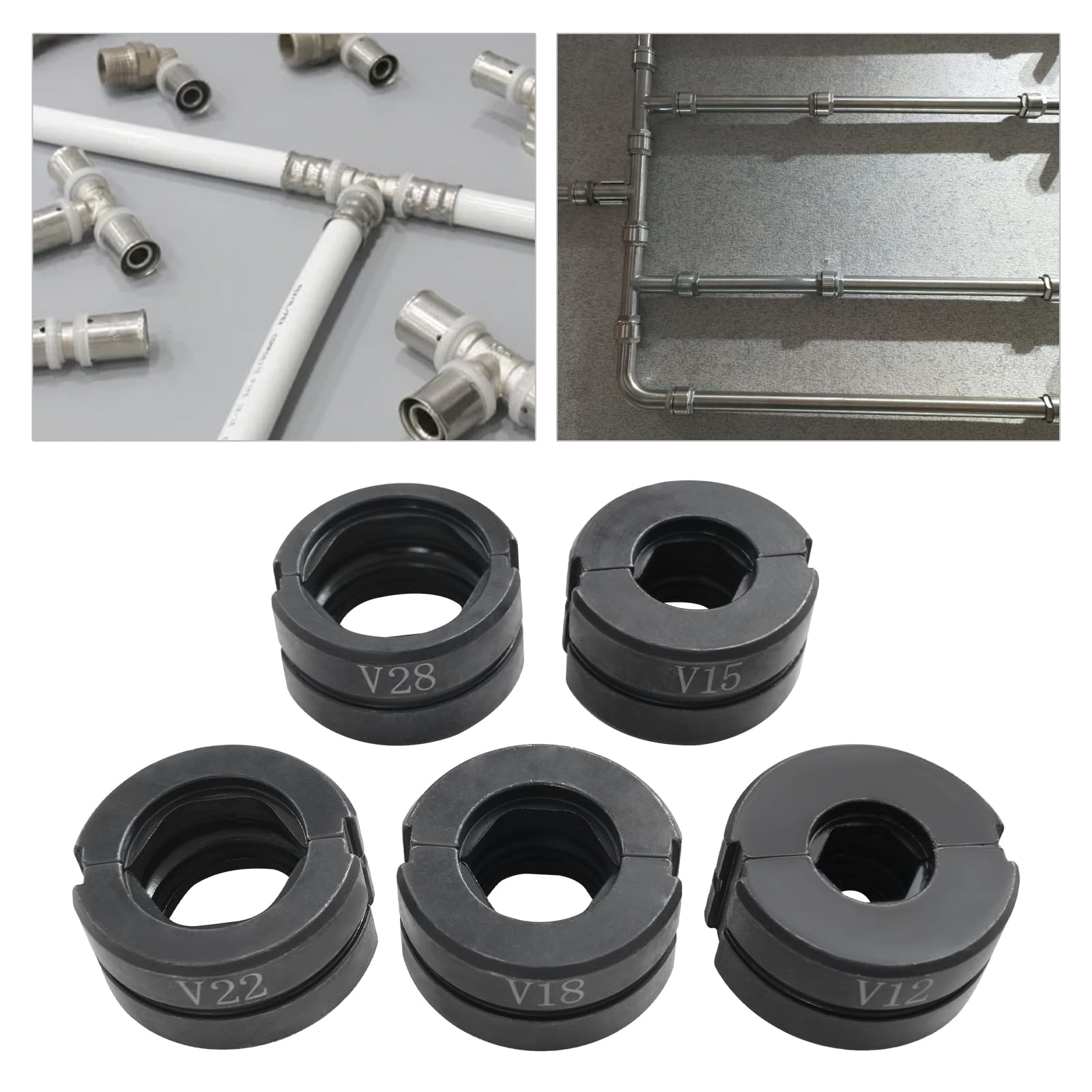 V-Kontur - Set di ganasce per tubi in rame Cr40 V12-V28, pinza pressatrice