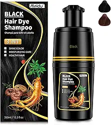 IIIMEIDU Xampu Tintura 3 em 1 Preto 350ml – Cobre Cabelos Brancos em Minutos, Com Ervas Naturais, Sem Amônia, Cor Preta Duradoura, Cobre Grisalhos com Facilidade, Para Homens e Mulheres