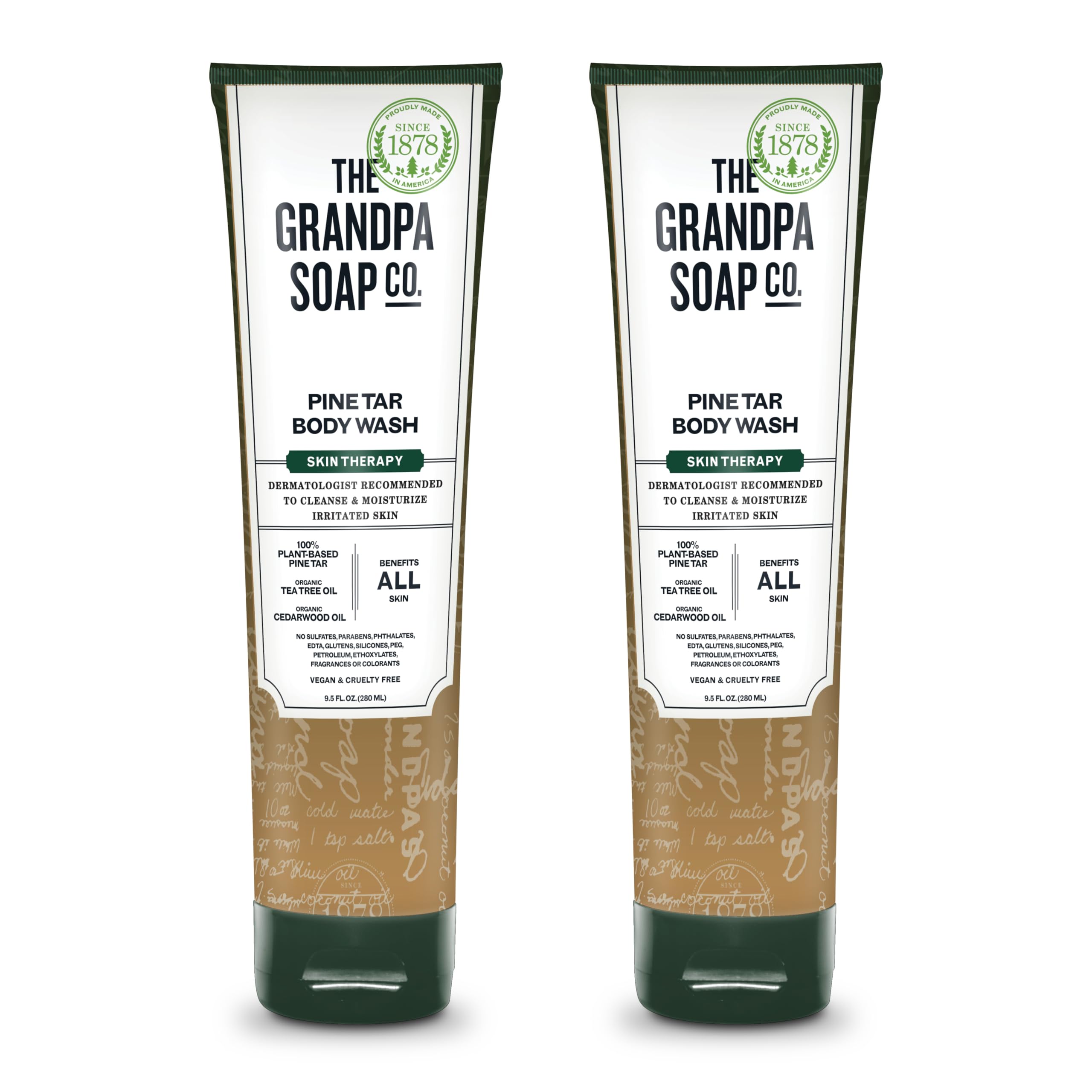 The Grandpa Soap Company Pine Tar Body Wash - Dermatologist Recommended to Cleanse & Moisturize Irritated Skin, Deodorizing Power, With Pine Tar & Tea