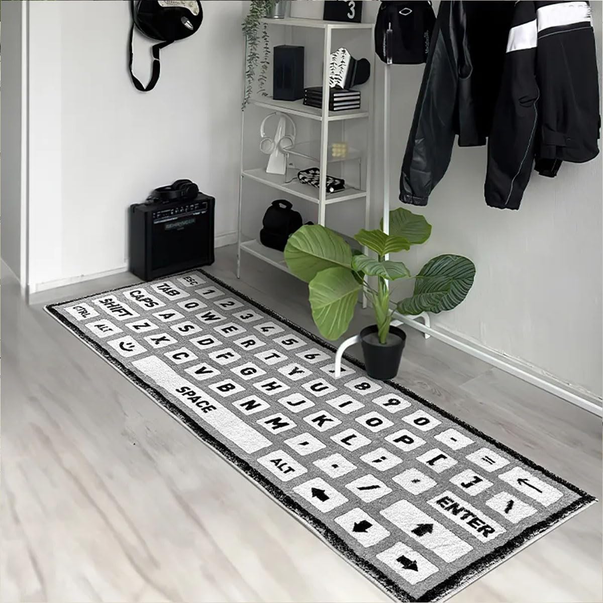 Tapis de bain clavier en faux cachemire doux et absorbant pour douche