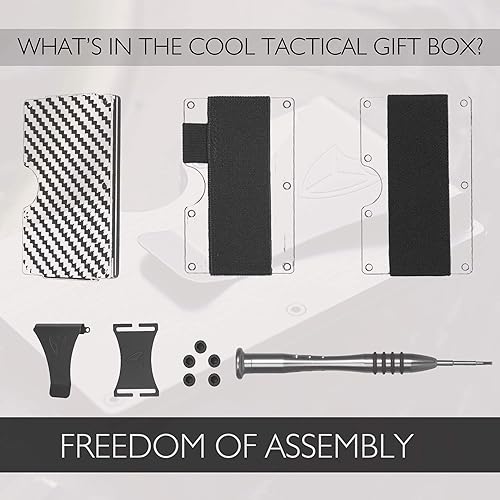 Miniatura 2 de DONWORD Cartera minimalista para hombre, bloqueo RFID, cartera de aluminio de fibra de carbono, cartera de metal minimalista bolsillo frontal