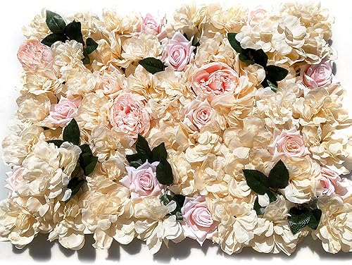 Miniatura 4 de Panel de pared de flores – 12 piezas de decoración de pared de flores, pared de rosas de seda de 24 x 16 pulgadas, telón de fondo de pared de flores
