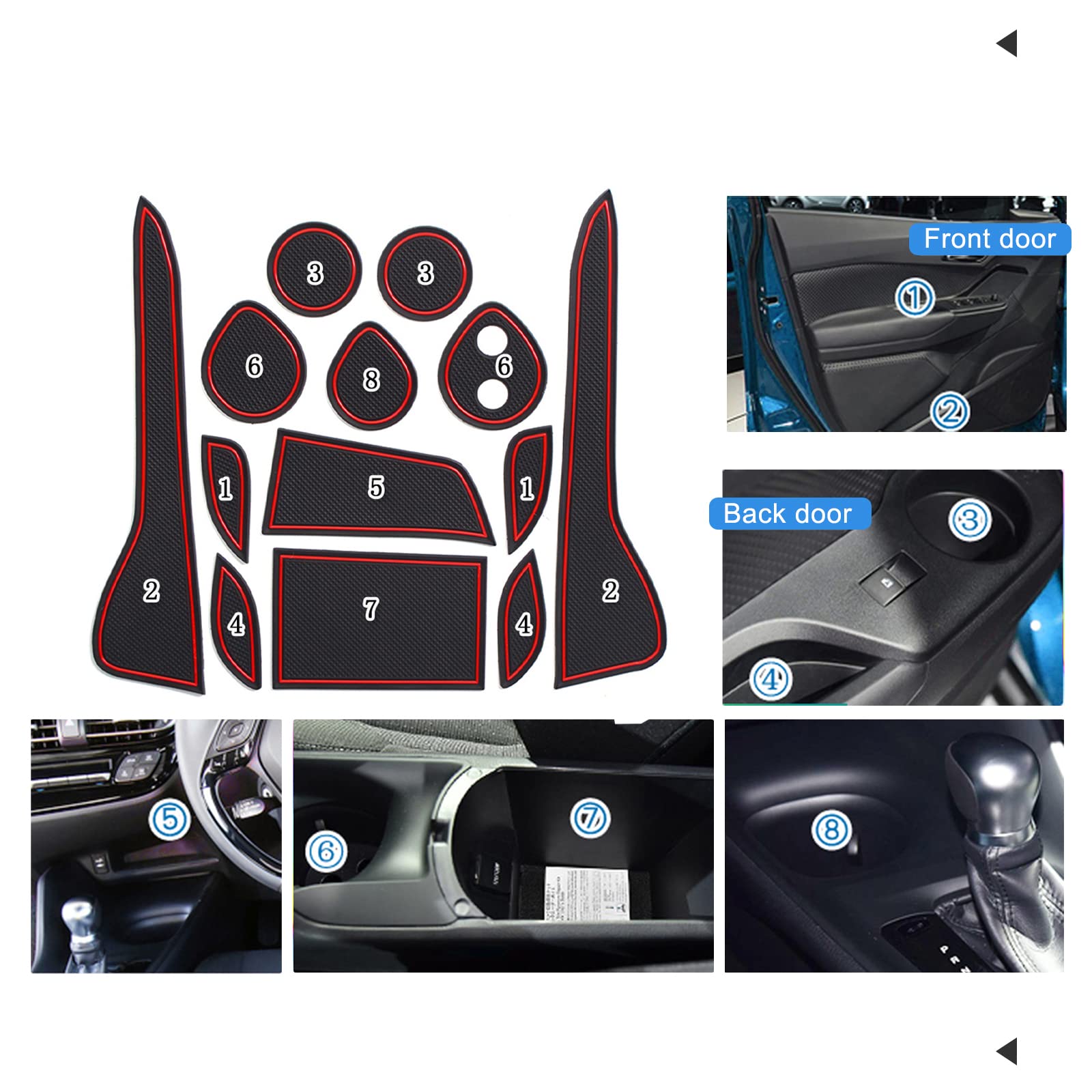 BIXUAN Caja De Almacenamiento Compatible Con Toyota C-HR 2016-2022 Reposabrazos Bandeja Reposabrazos Guantera Organizador Con Alfombrilla Antideslizante Para Consola Central