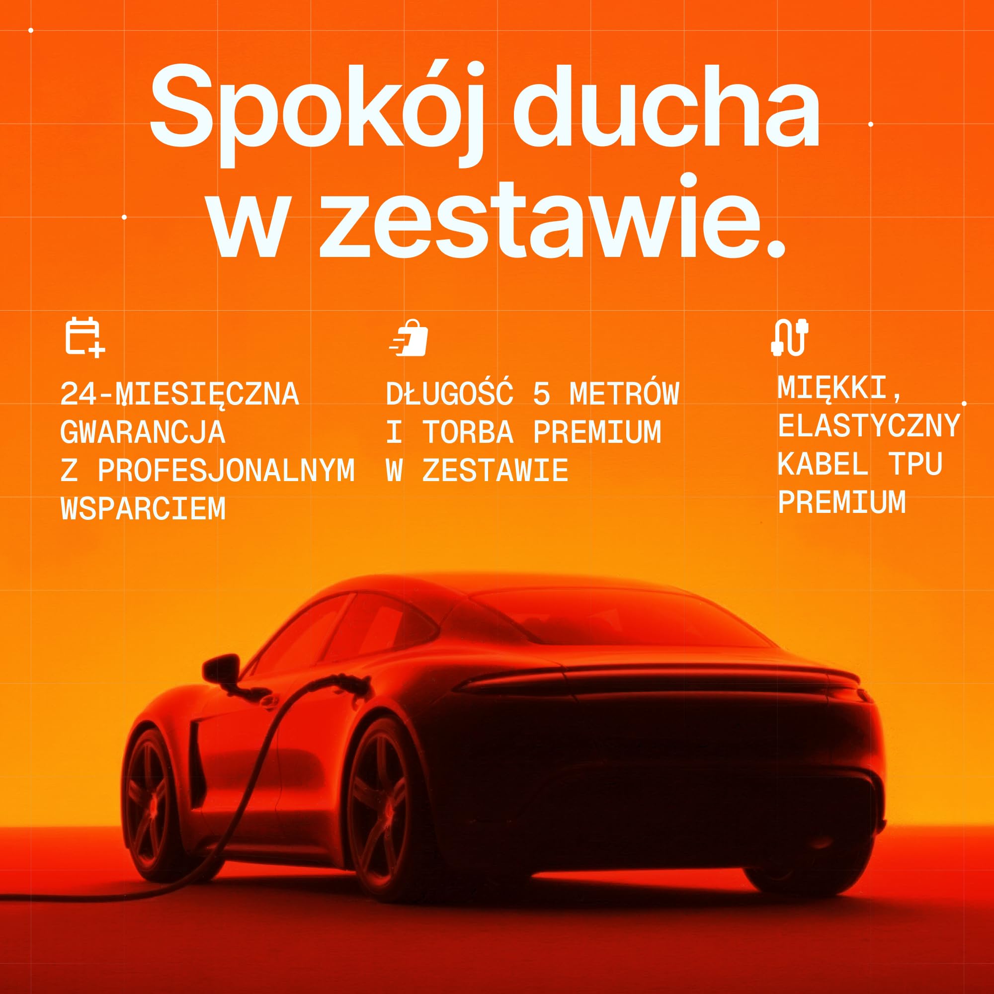 Kabel do Ładowania Pojazdów Elektrycznych EV, 22 kW, Typ 2, długość 5m, 3 fazy