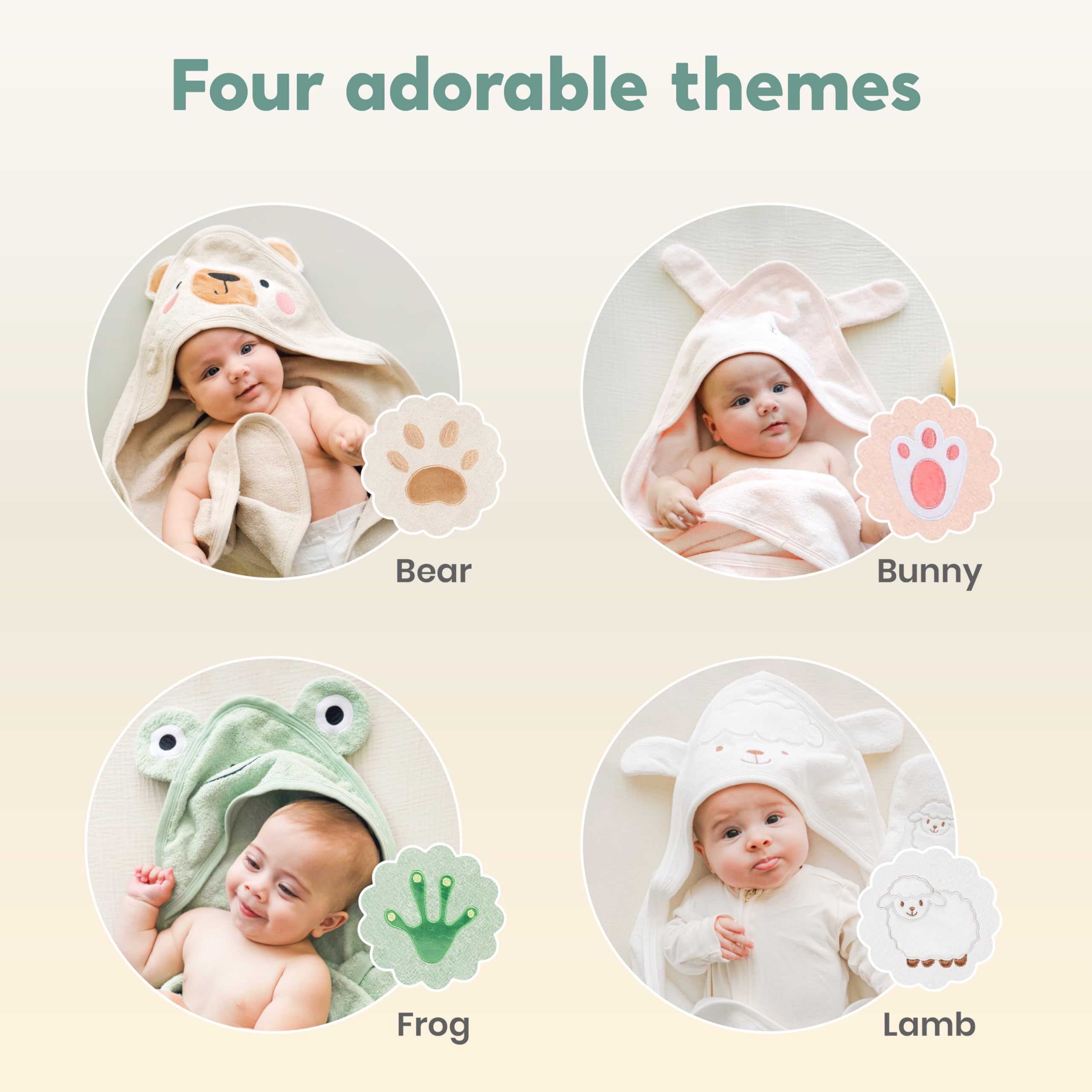 CuddleBug Premium Hooded Baby Towel & Washcloth Set, 100% Cotton Terrycloth Bath Towels for Newborn & Toddler - Image 4