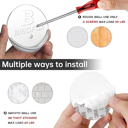 Miniatura 3 de BRIOFOX Soporte para barra de cortina de ducha adhesivo 3M, resistente al calor, impermeable, carga máxima de 60 libras, retenedor de barra de ducha