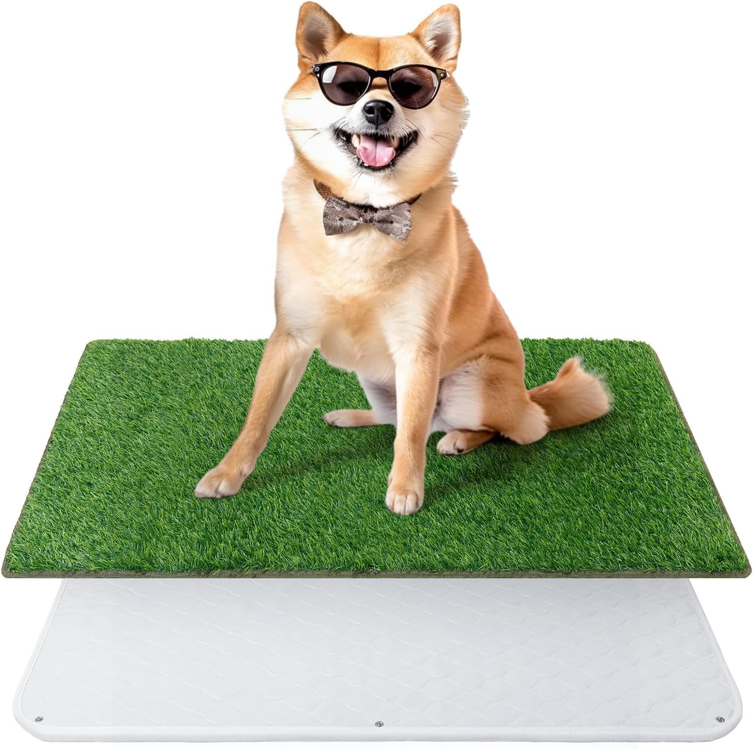 Artificial Grass for Dogs with Reusable Puppy Pad, 62x99cm Dog Toilet Grass Mat Potty Training Grass Pads for Dogs Washable Puppy Grass Reusable Puppy Pads Dog Grass Pee Pad